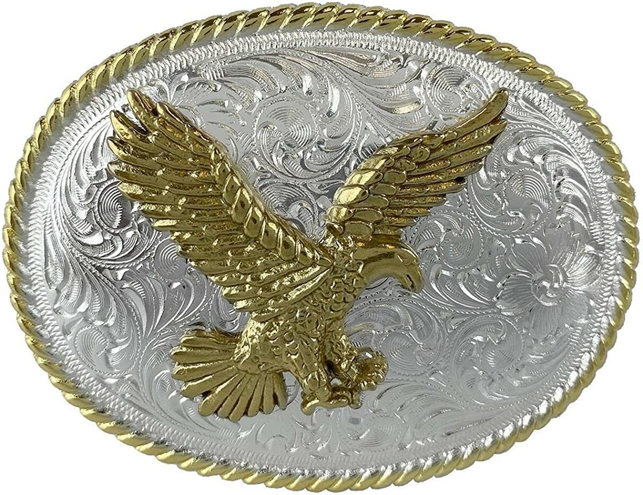 Western Floral Eagle Dogs Birds Star Replacement Belt Buckle Fits 1-1/2"(38Mm) Belt Strap-Multi-Style Options Apparel & Accessories > Clothing Accessories > Belt Buckles Belts.com Type Buckle W2 - H8170 Bright Silver Gold 1-1/2"