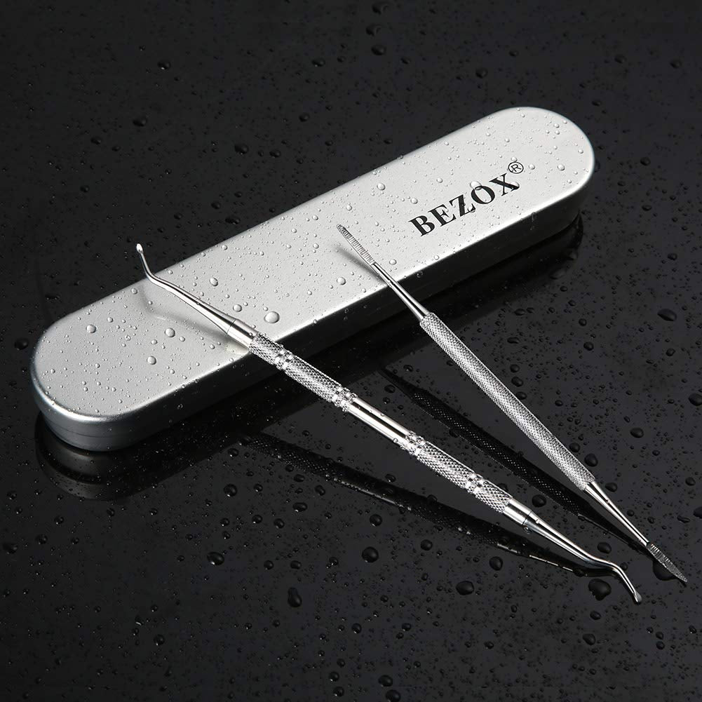 BEZOX Ingrown Toenail Tools - Toenail Lifter and Toenail File Set, Podiatrist Preferred Ingrown Toenails Treatment Tools - Surgical Grade Stainless Steel, W/Tin Storage Box Health & Beauty > Personal Care > Cosmetics > Cosmetic Tools > Nail Tools BEZOX