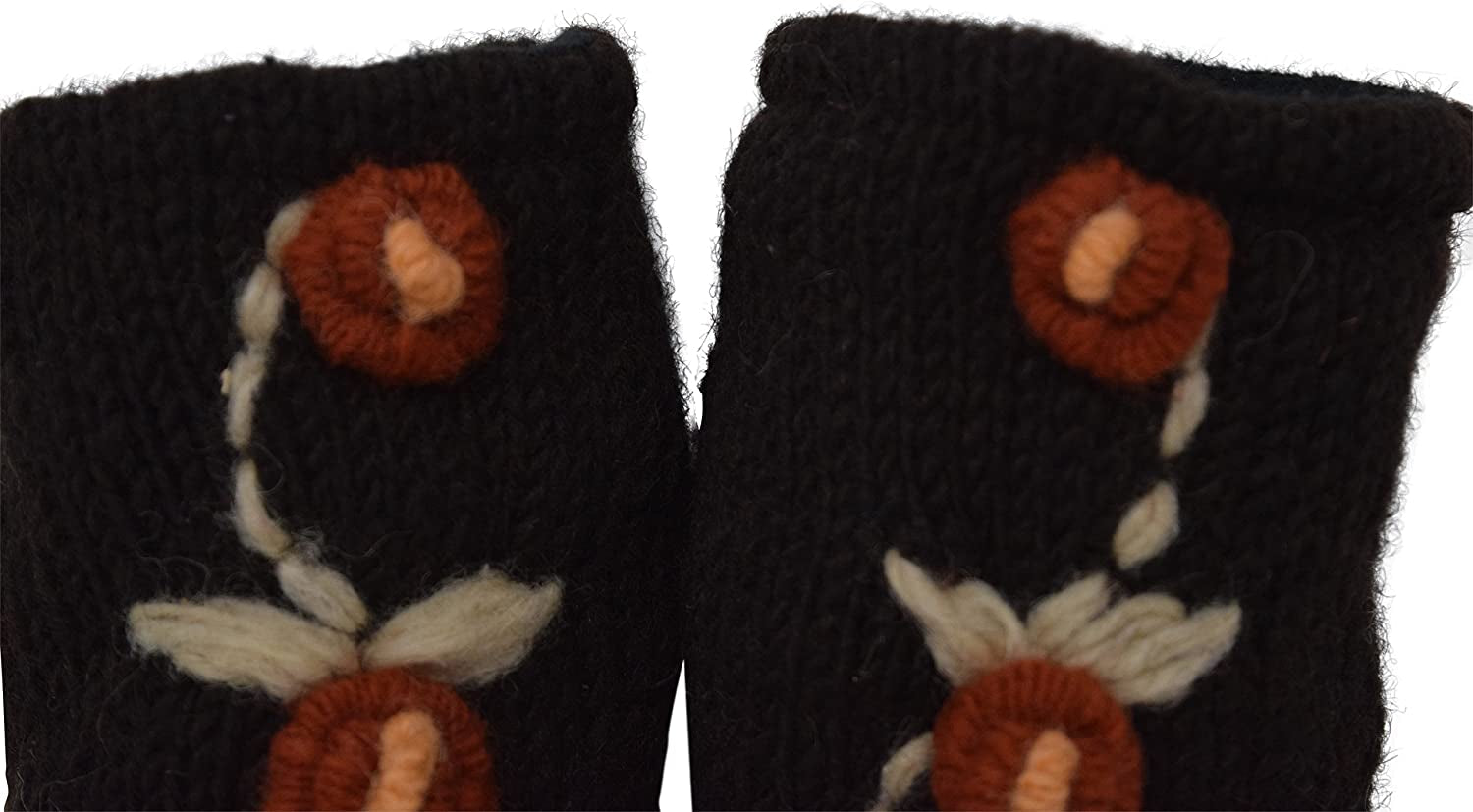 Floral Insulated Lined Wool Knit Arm Warmer Texting Fingerless Gloves Thumb Hole Hand Mittens Apparel & Accessories > Clothing Accessories > Gloves & Mittens Nickanny's
