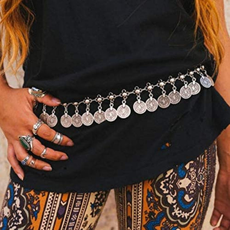 Idealway Gypsy Silver Dangle Coins Belly Chain Hippie Boho Belt Belly Dance Chain Body Jewelry Apparel & Accessories > Jewelry > Body Jewelry idealway