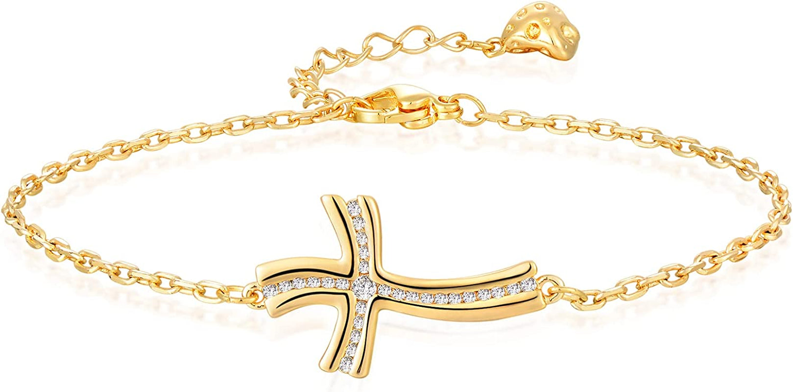 Dremmy Studios Simple Gold Chain Anklet,14K Gold/Silver Plated Dainty Summer Beach Anklets for Women Apparel & Accessories > Jewelry > Anklets DREMMY STUDIOS S cross