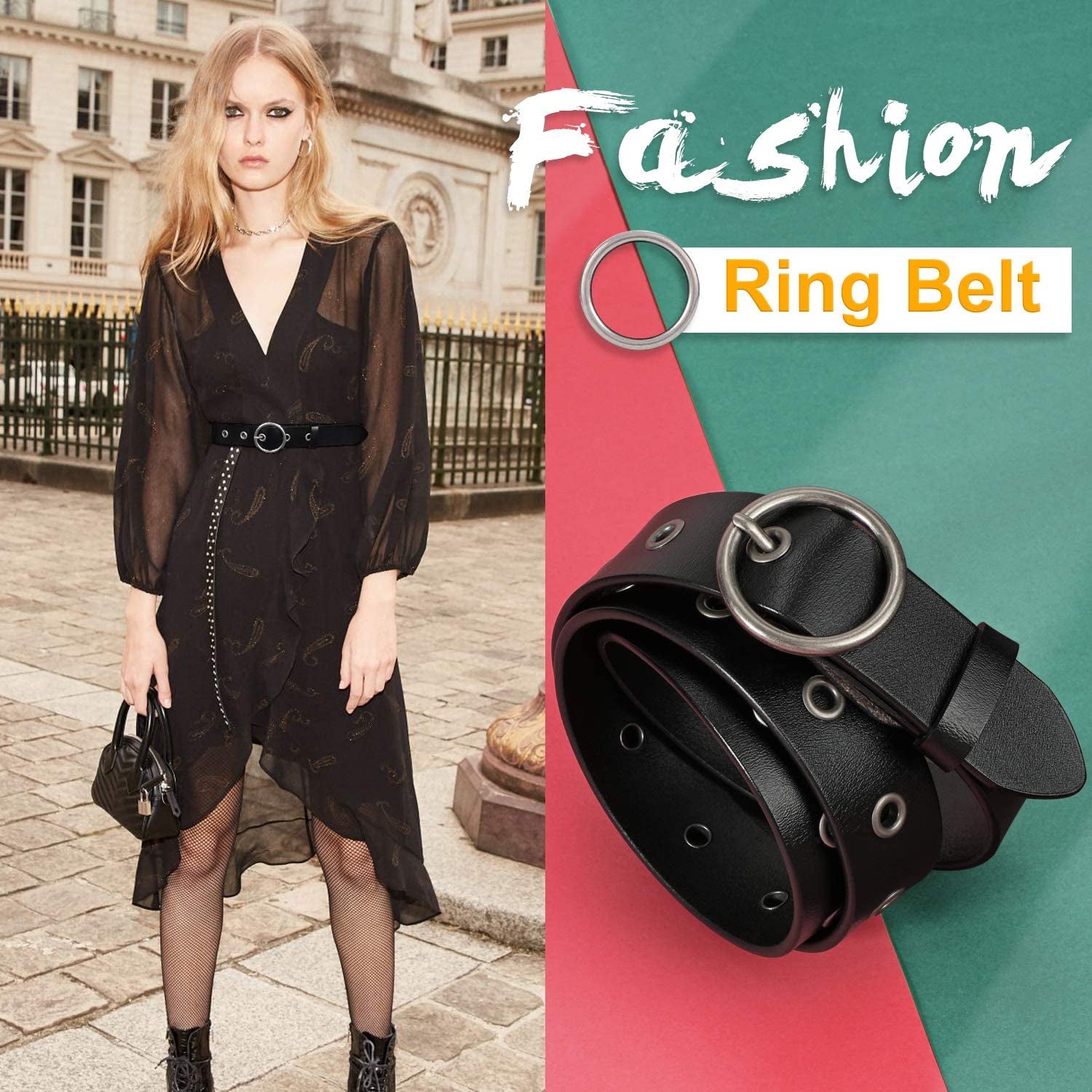 WERFORU Women Casual Dress Belt Fashion Leather Belt with O Ring Buckle for Jeans Pants Apparel & Accessories > Clothing Accessories > Belts WERFORU