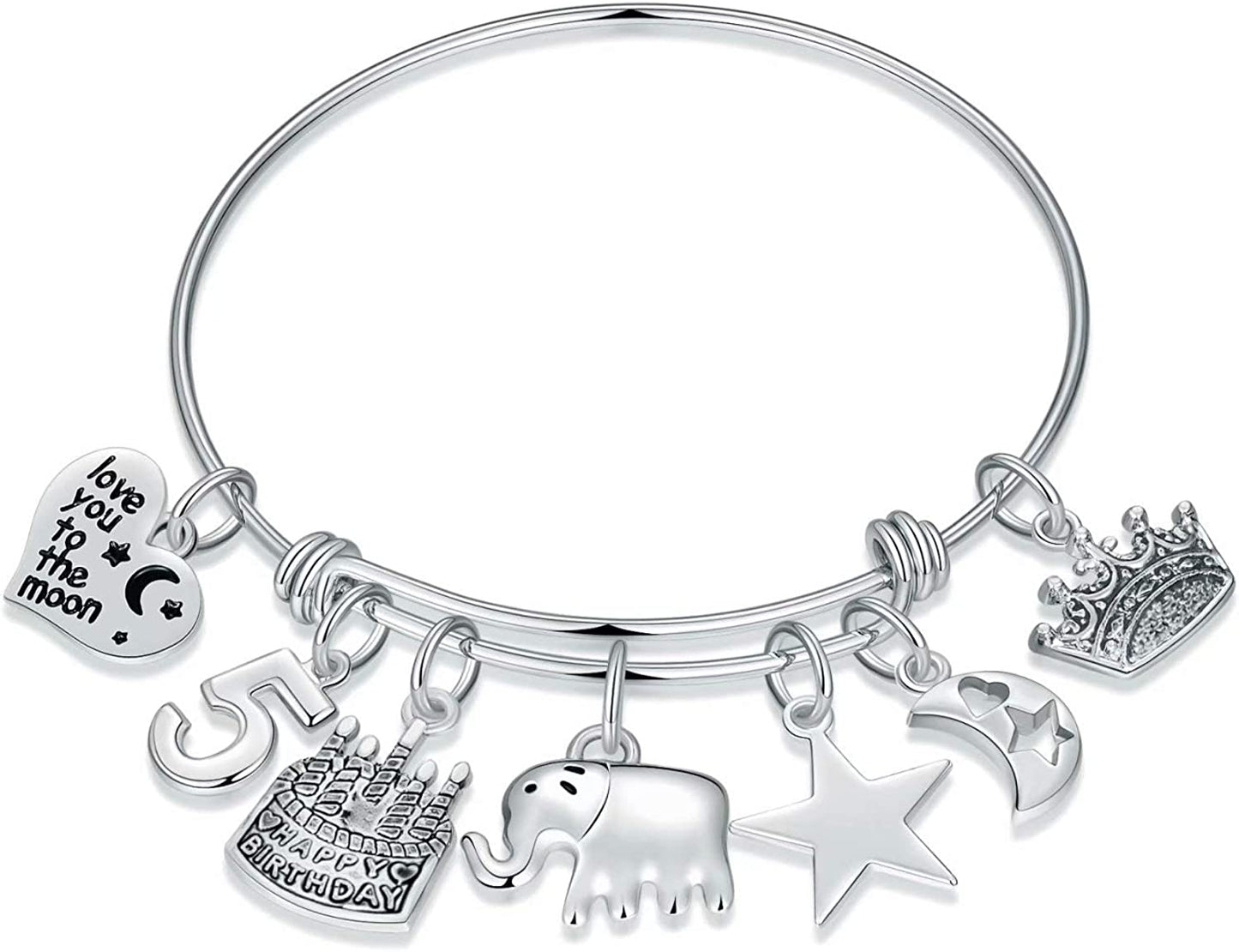 Birthday Gifts for Women Girls Bracelet, Expandable Charm Bracelets 5Th 6Th 7Th 8Th 9Th 10Th 20Th 30Th 40Th 50Th 60Th 70Th 80Th 90Th Birthday Gift for Friend, Mom, Daughter, Niece, Sister, Grandma Apparel & Accessories > Jewelry > Bracelets M MOOHAM "5th"