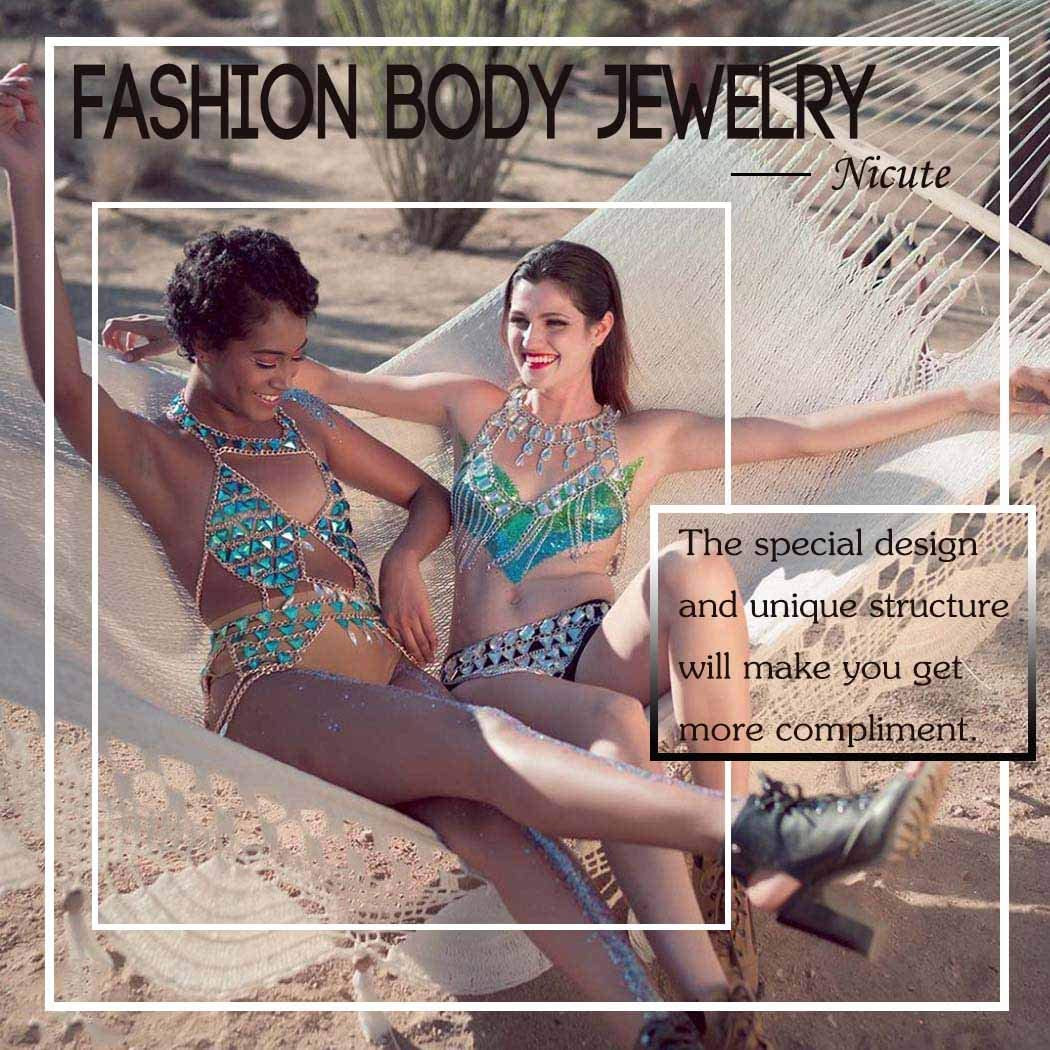 Nicute Party Bra Chains Rhinestone Body Chain Body Jewelry for Women and Girls Apparel & Accessories > Jewelry > Body Jewelry Nicute
