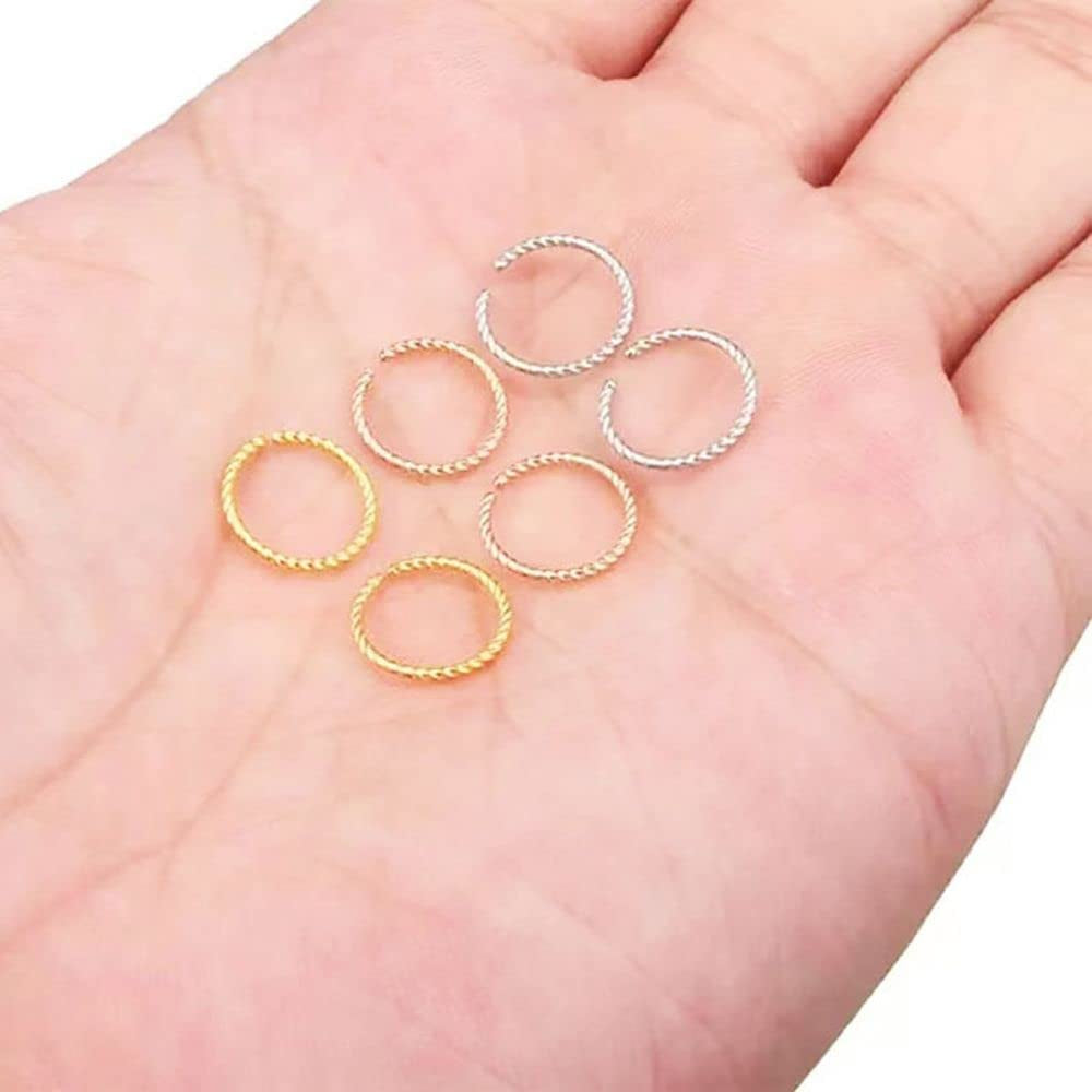Stainless Steel Twist Nose Rings Hoop Tragus Cartilage Helix Ring Lip Septum Fake Piercing Jewelry Braided Ear Clips Body Accessories(Silver) Apparel & Accessories > Jewelry > Rings Generic