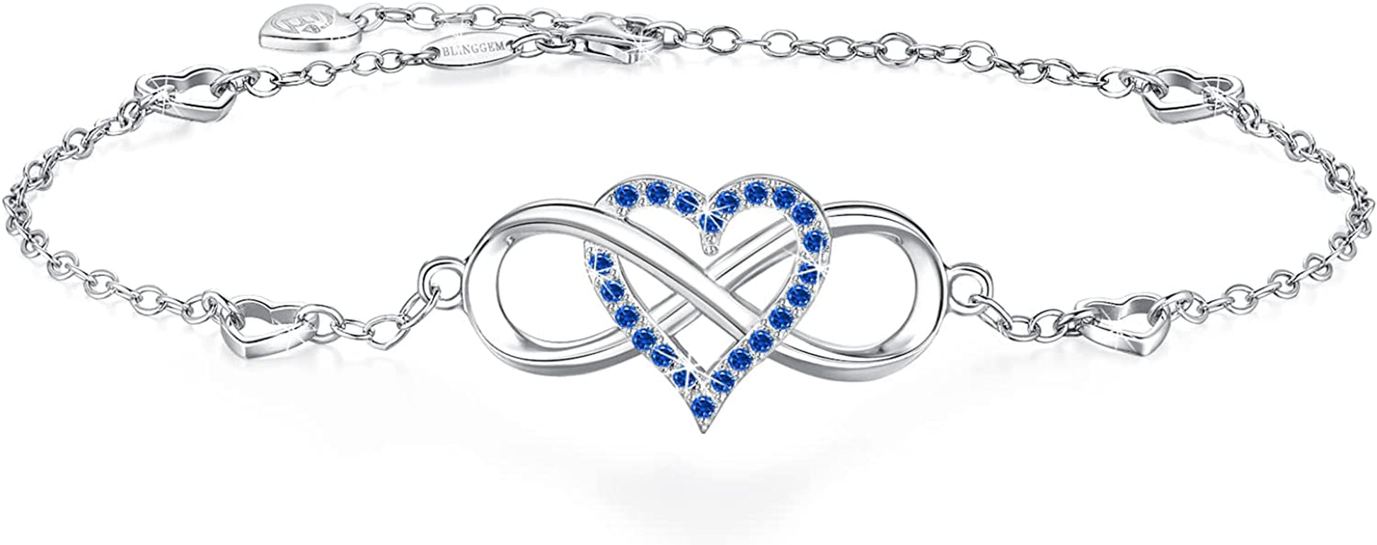 Blinggem Anklets for Women 925 Sterling Silver Infinity Hear Ankle Bracelet Cubic Zirconia Rose Gold Summer Beach Stylish Foot Chain Summer Vacation Jewelry Gift for Mom Women Girlfriend Apparel & Accessories > Jewelry > Anklets BlingGem Zirconia Blue
