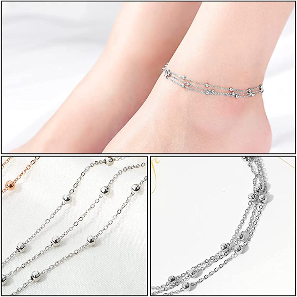 Generic Foot Chain Bead Multilayers Titanium Steel Ankle Bracelet for Women Cute Summer Adjustable Anklets Beach Jewelry Gifts Apparel & Accessories > Jewelry > Anklets generic