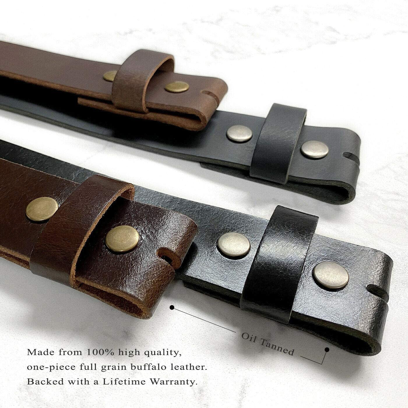 One Piece Full Grain Buffalo Oil Tanned Leather Replacement Belt Strap/ Belt with Buckle 1-1/2" (38Mm) Wide- Multiple Choices Apparel & Accessories > Clothing Accessories > Belts Belts.com