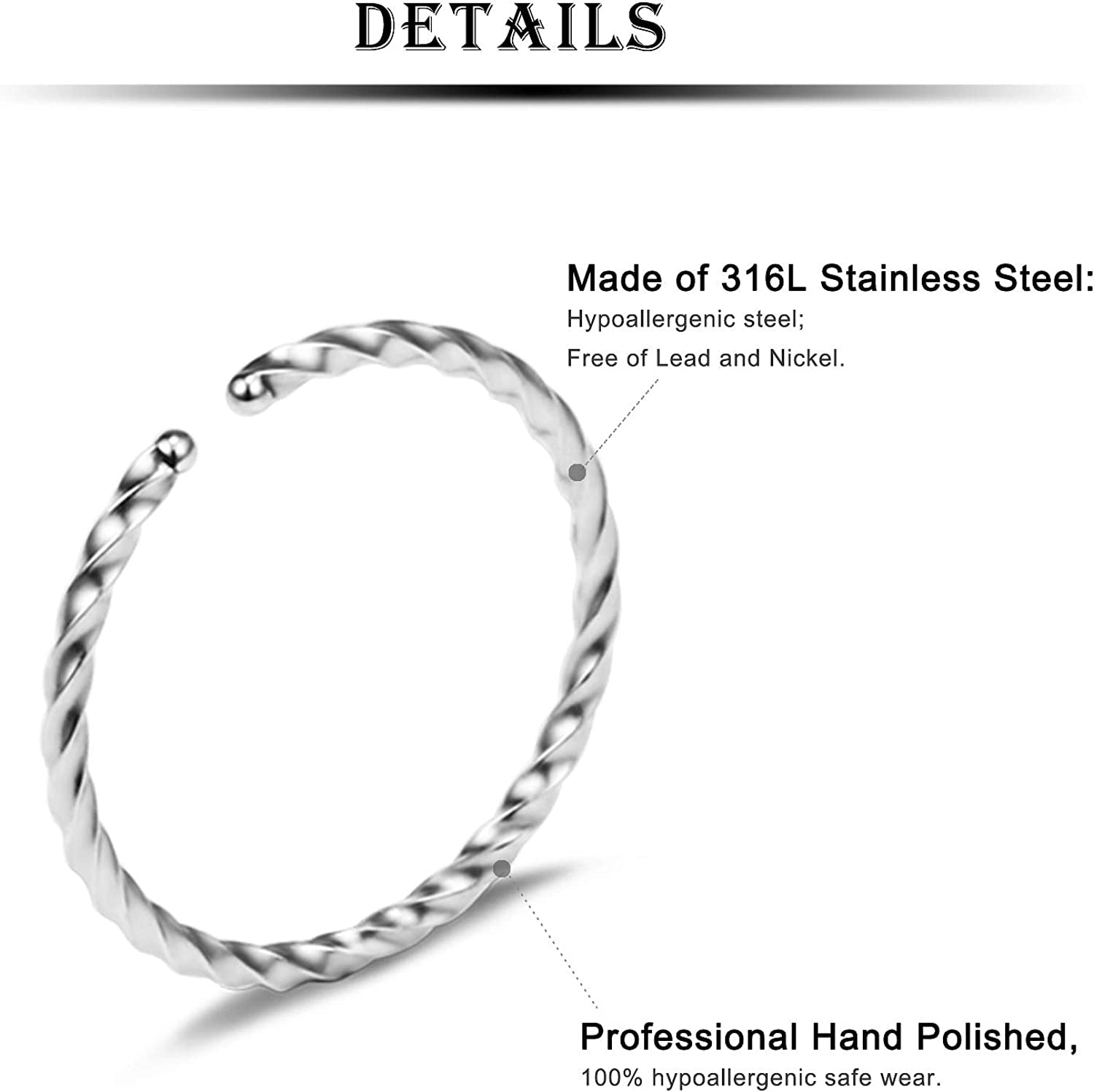 Kridzisw 18G 20G Nose Rings Hoop Stainless Steel L-Shaped Nose Rings Studs Screw Clear Clicker Retainer Tragus Cartilage Helix Earrings Piercing Hoop 27-36Pcs Apparel & Accessories > Jewelry > Body Jewelry Kridzisw