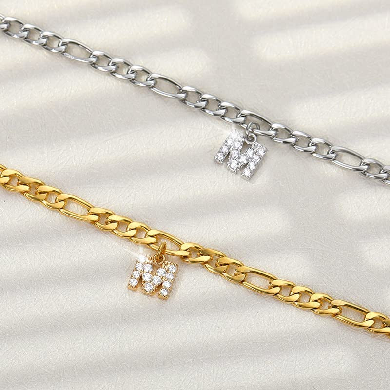 SPRING YOW Letter Ankle Bracelet Anklet Fashion Anklets for Women Zircon Initial Anklet Women Birthday Jewelry - Silver - D Apparel & Accessories > Jewelry > Anklets Generic