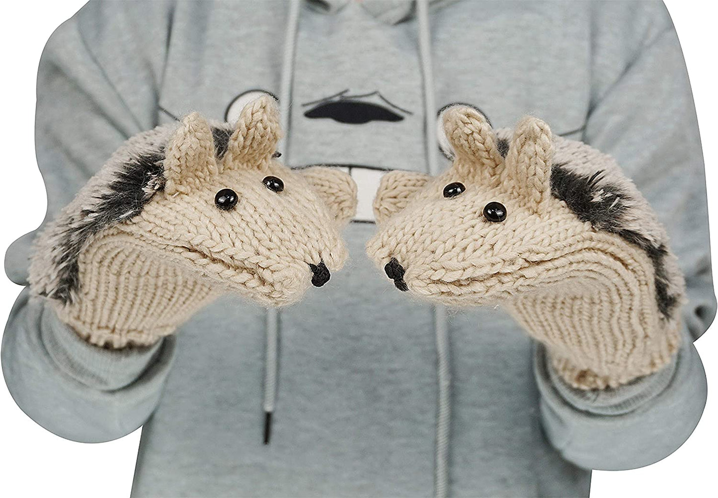 Double Layer Winter Thicken Warm Knit Mittens Cartoon Hedgehog Gloves Apparel & Accessories > Clothing Accessories > Gloves & Mittens Bienvenu