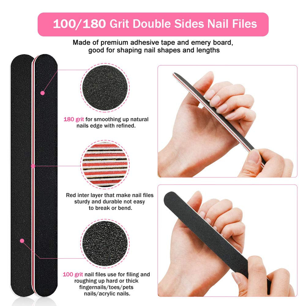Nail Files and Buffers Kit, 100/180 Grit Emery Boards for Nails, Cube Nail Buffer Block for Acrylic Nails, Professional Manicure Tools with Glass Nail File/Smoother Buffer Block/Cleaner Brush (15Pcs) Health & Beauty > Personal Care > Cosmetics > Cosmetic Tools > Nail Tools Spaidoon