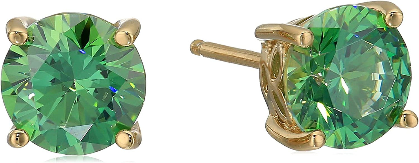 Collection Platinum or Gold Plated Sterling Silver Round-Cut Stud Earrings Made with Infinite Elements Zirconia Apparel & Accessories > Jewelry > Earrings Amazon Collection Green 3 cttw