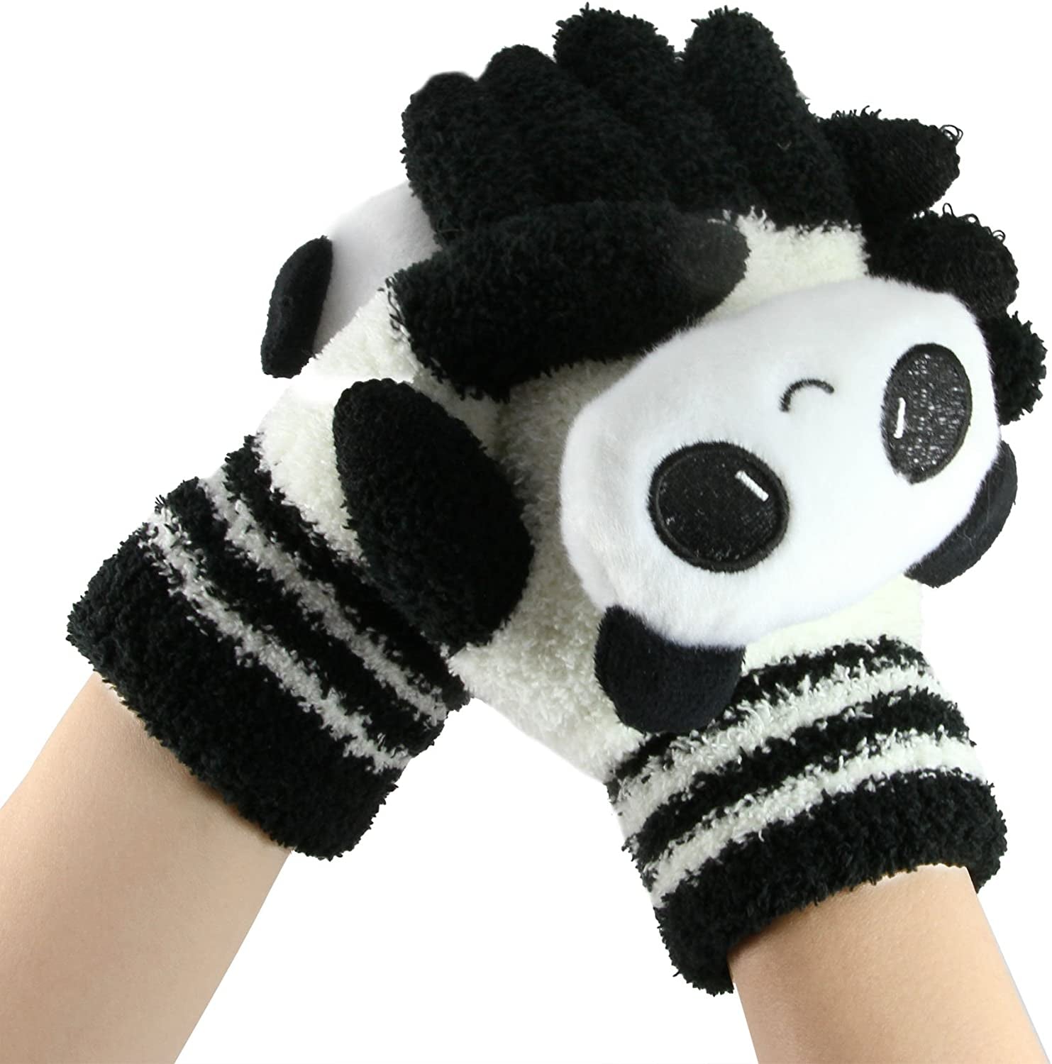 Cute Panda Winter Wool Touchscreen Gloves for Women Girls Windproof Warm Knit Texting Gloves Mittens Gift for Christmas Day Apparel & Accessories > Clothing Accessories > Gloves & Mittens FakeFace