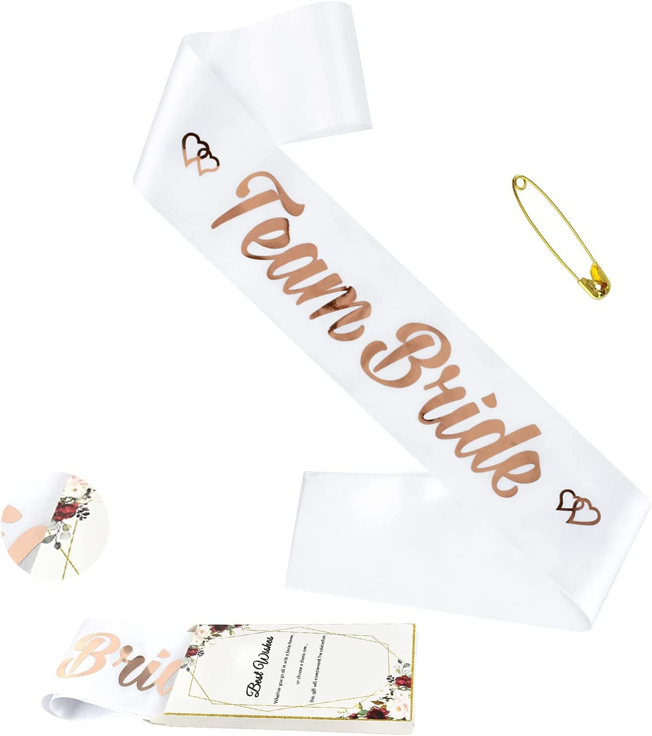 Lseeu 'Mother of the Bride' Bachelorette Party Sashes Rose Gold, Satin Sash Decor for Bride to Be Mother | Engagement Party Ideas Kit with Satin Sash, Supplies in Bridal Shower, Hen Party Accessories Apparel & Accessories > Clothing Accessories > Sashes Lseeu Team Bride