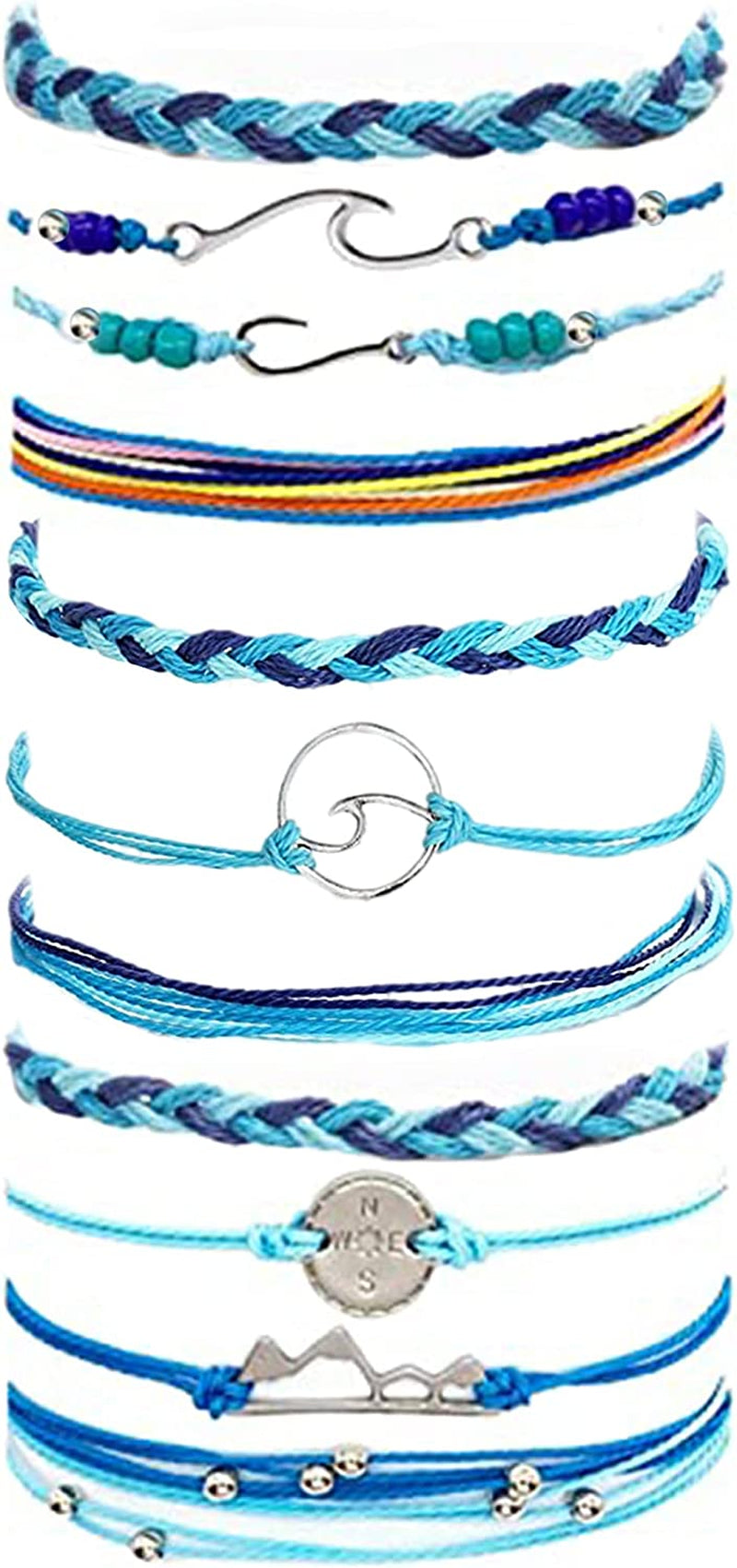 Boho String Bracelets for Women Waterproof Wave Surfer Bracelets for Summer Adjustable Rope Braided Bracelets Gifts for Teen Girls Cute Friendship Bracelets Pack Gifts for Holiday Apparel & Accessories > Jewelry > Bracelets Harry and Henry Set I