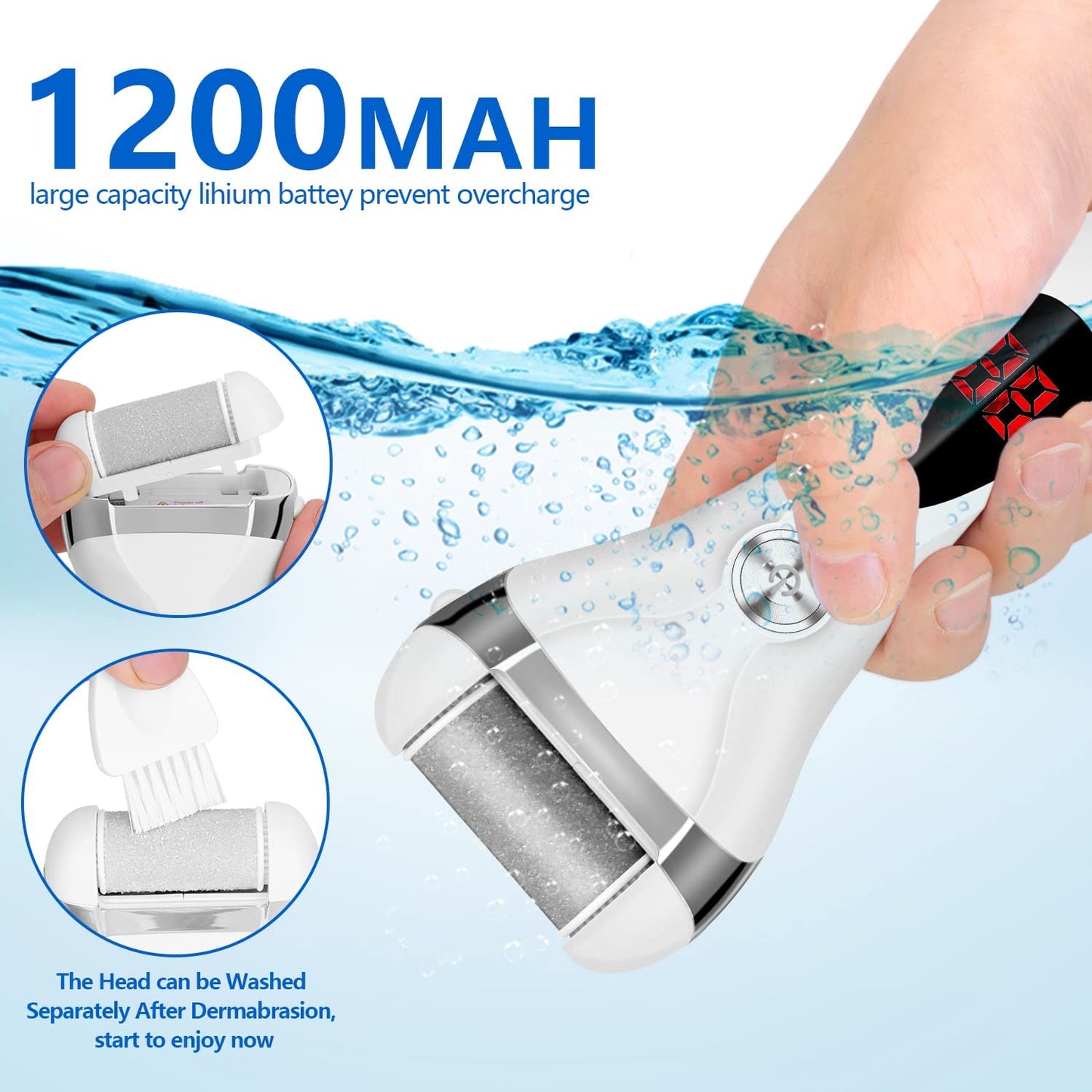 Electric Foot Callus Remover Kit, Elmchee Rechargeable Callous Removers 3 Grinding Heads Waterproof Foot Scrubber File, Professional Pedicure Tools Kit Feet Care for Dead, Cracked Dry Skin Health & Beauty > Personal Care > Foot Care Elmchee