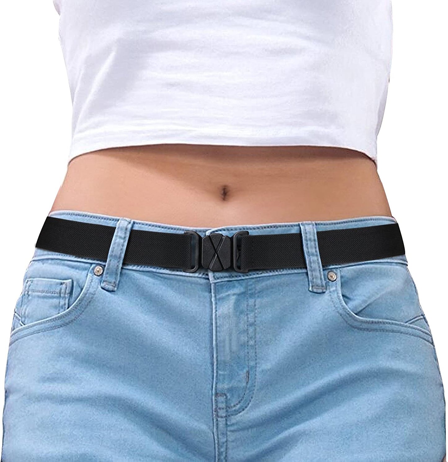 Women Invisible Belt, Comfortable Adjustable Stretch No Show Belt with Flat Buckle by SUOSDEY Apparel & Accessories > Clothing Accessories > Belts SUOSDEY 02-black US Size:0-14