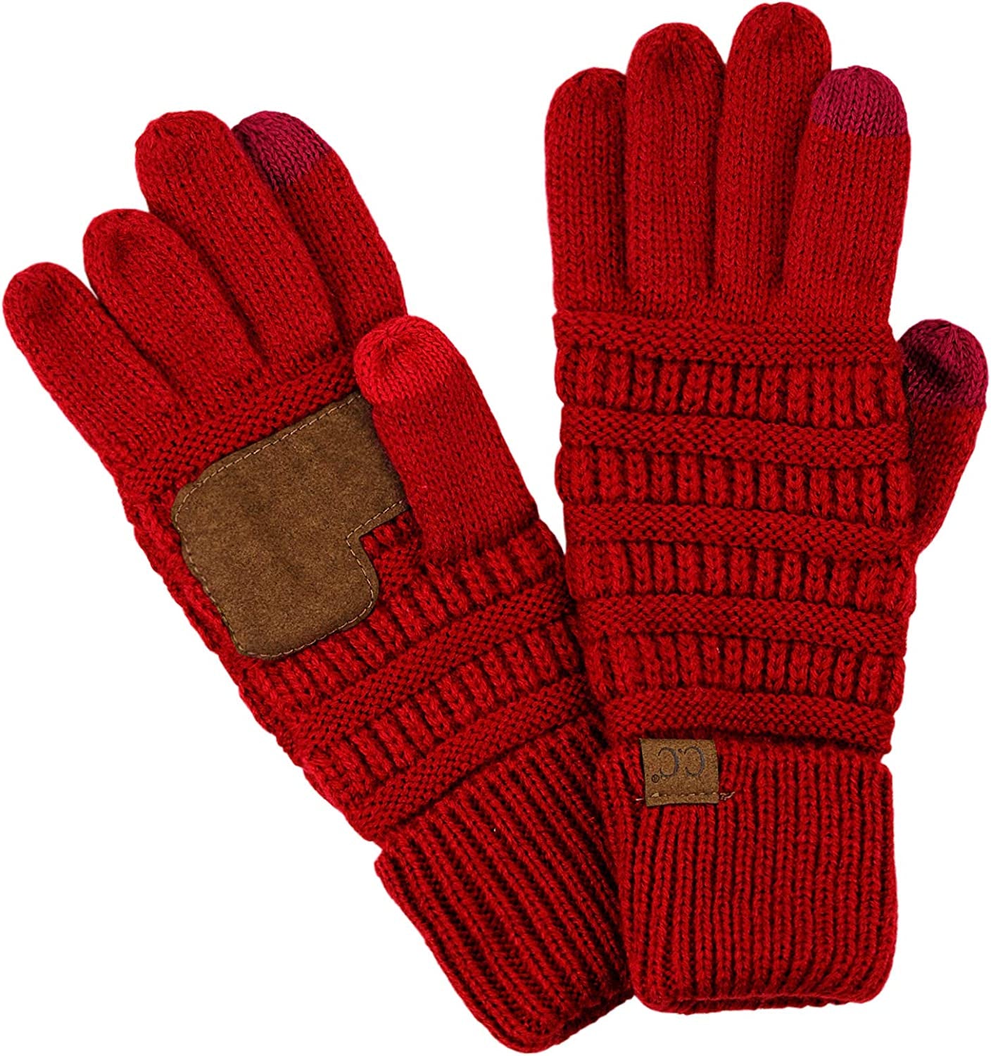 C.C Unisex Cable Knit Inner Lined Anti-Slip Touchscreen Texting Gloves Apparel & Accessories > Clothing Accessories > Gloves & Mittens C.C Red