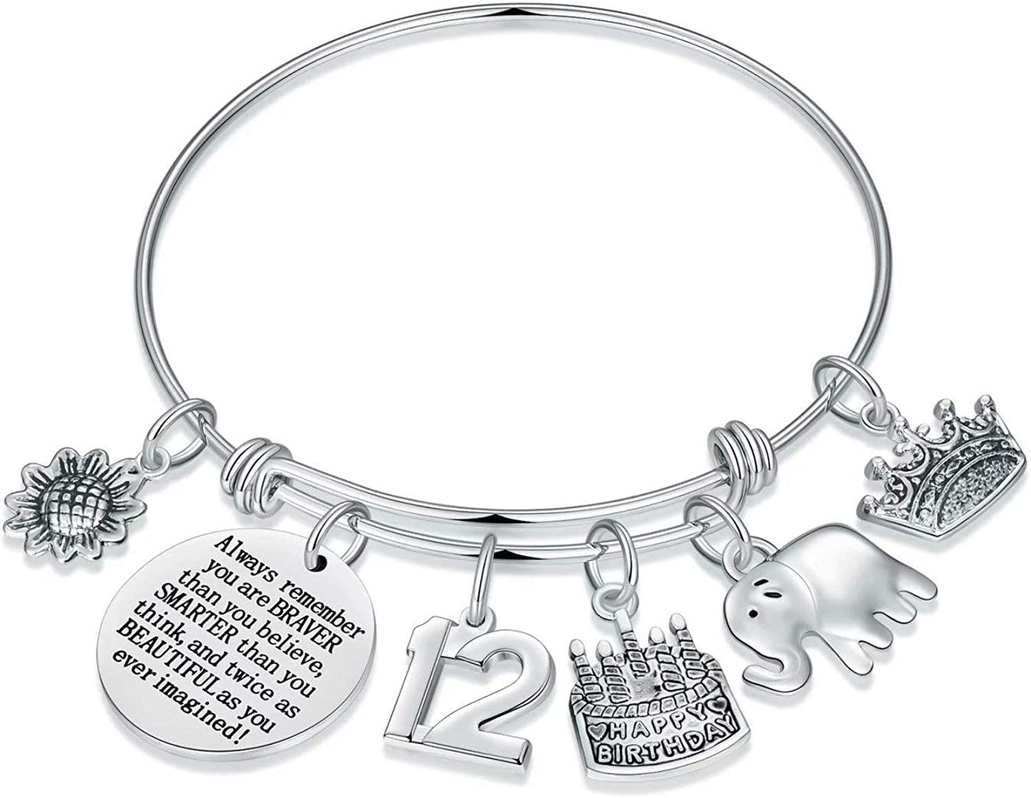 Birthday Gifts for Women Girls Bracelet, Expandable Charm Bracelets 5Th 6Th 7Th 8Th 9Th 10Th 20Th 30Th 40Th 50Th 60Th 70Th 80Th 90Th Birthday Gift for Friend, Mom, Daughter, Niece, Sister, Grandma Apparel & Accessories > Jewelry > Bracelets M MOOHAM 12th