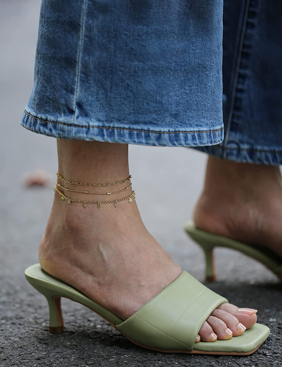 Gold Ankle Bracelets for Women 14K Gold Plated Anklet Silver Evil Eye Butterfly Star Rose Quartz Bead Box Paperclip Chain Dainty Layered Anklet Set 3Pcs Jewelry Gifts for Teen Girls Apparel & Accessories > Jewelry > Anklets Budding Gallery