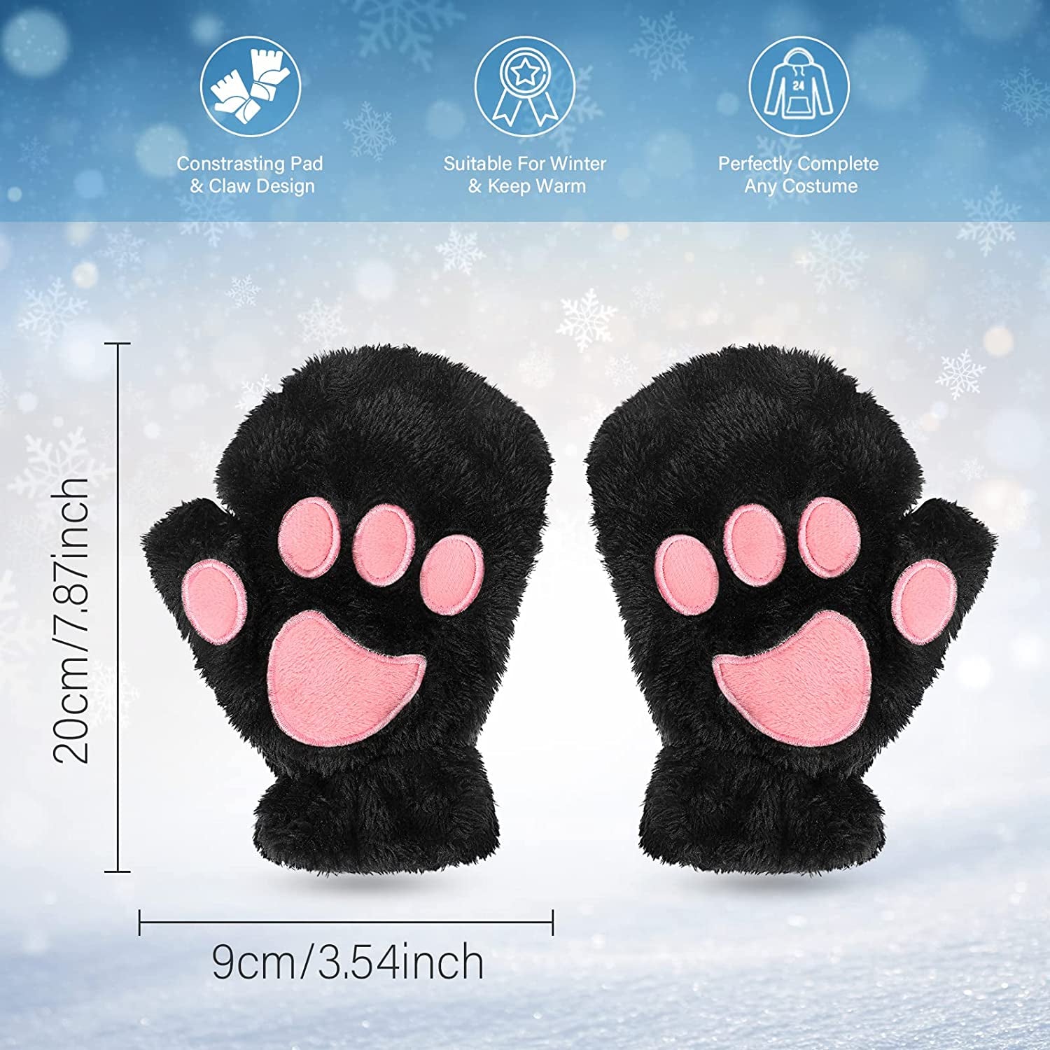 SATINIOR 6 Pairs Cat Paw Gloves Fingerless Faux Fur Plush Gloves Mittens Winter Warm Half Finger Gloves Cute Cat Paw Cosplay Gloves Fuzzy Plush Gloves for Women Girls (Black, Grey, Pink, Brown, Navy) Apparel & Accessories > Clothing Accessories > Gloves & Mittens SATINIOR