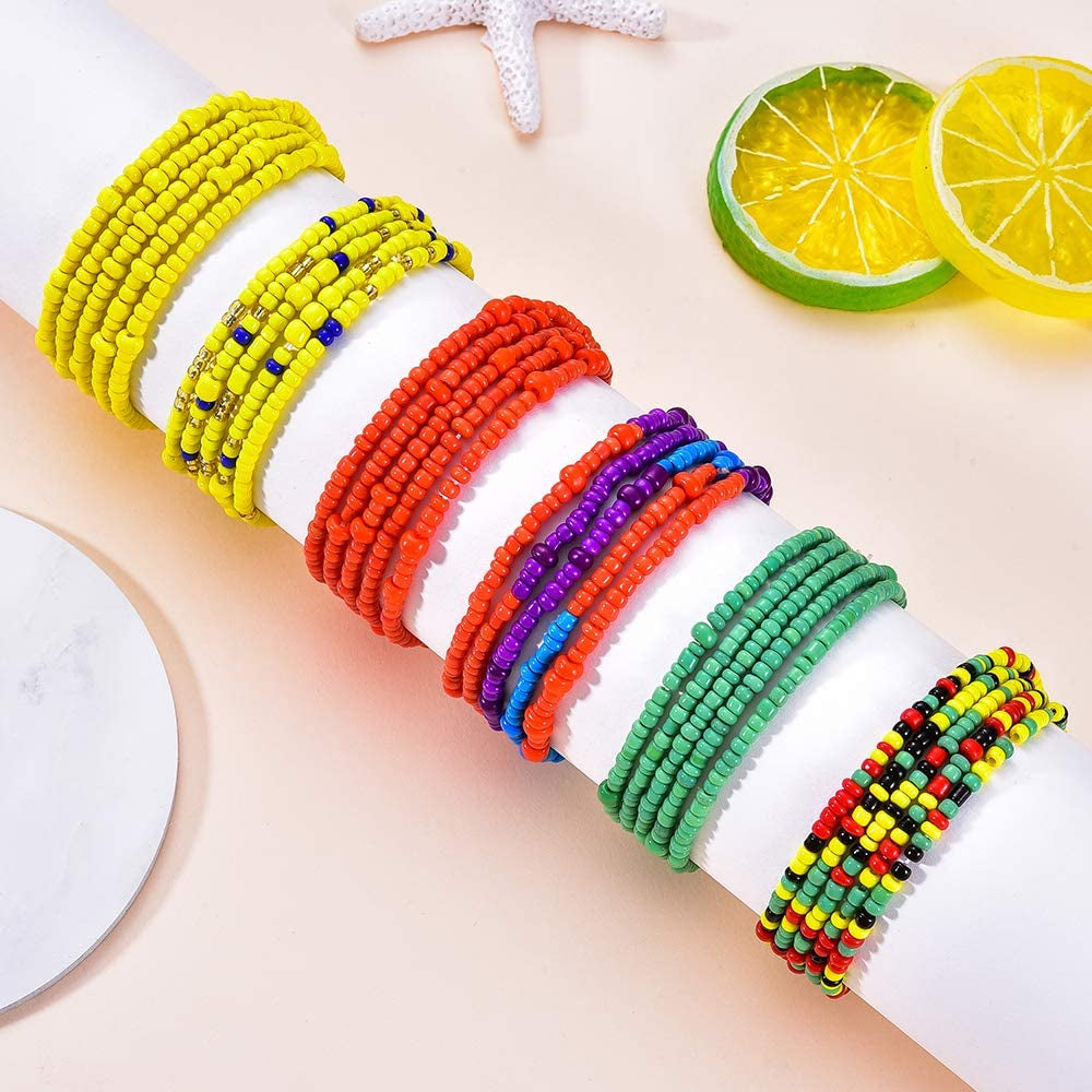 KOHOTA Beads Waist Set for Women African Beaded Body Chain Waist Belly Chain Stretchy Elastic String Multi-Color Necklace Bracelet Anklet Sexy Bikini Summer Jewelry Apparel & Accessories > Jewelry > Body Jewelry KOHOTA