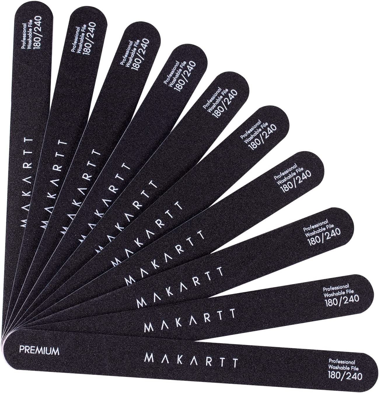 Makartt Nail File 100 180 Grit Emery Boards for Nails 10Pcs Nail Files Professional Washable Doubled Sides Nail File Kit for Manicure Pedicure Natural Acrylic Nails Coarse Nail File for DIY Salon Use Health & Beauty > Personal Care > Cosmetics > Cosmetic Tools > Nail Tools Makartt black-180/240Grit