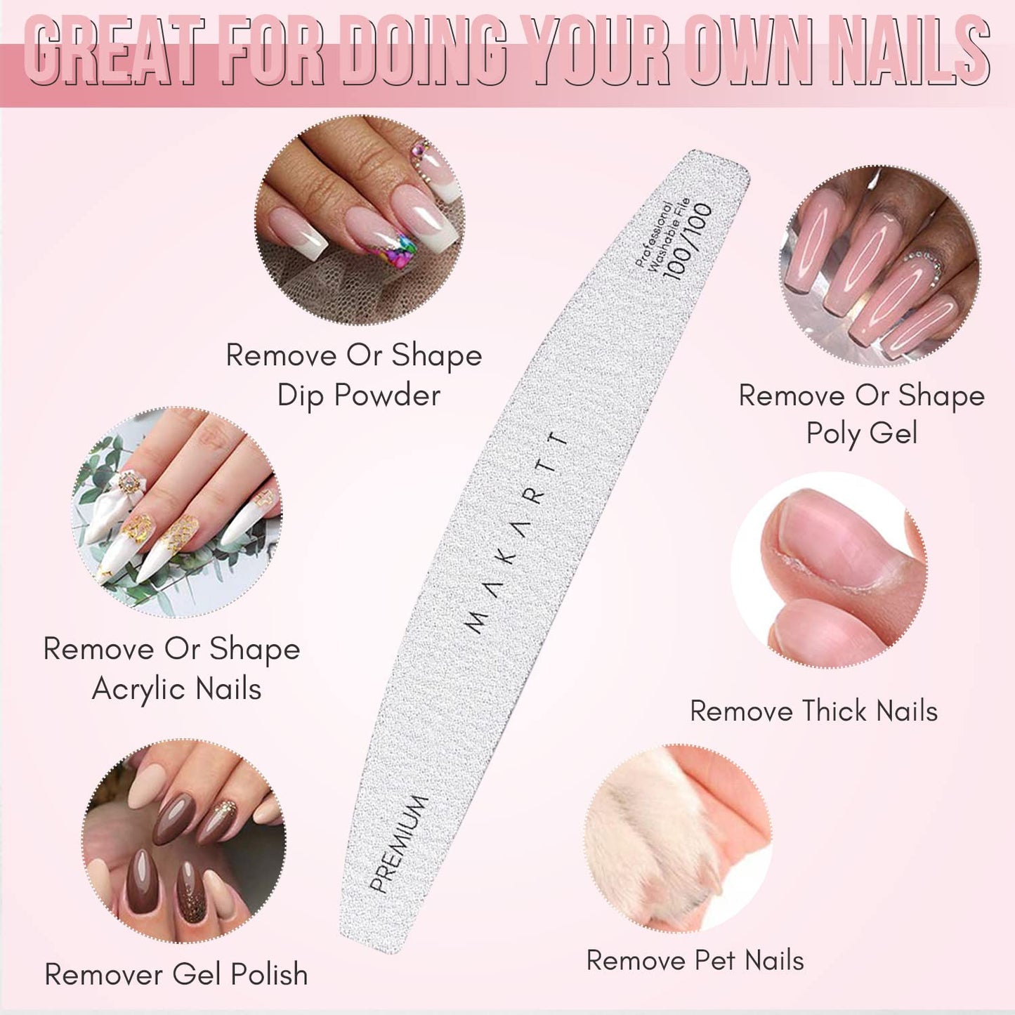 Makartt Nail File Zebra Nail Files 100 100 Grit for Acrylic Nails Poly Nail Gel Emery Boards for Nails Doubled Sides Washable 10 Nail File Kit Nail Art Manicure Pedicure Tools Health & Beauty > Personal Care > Cosmetics > Cosmetic Tools > Nail Tools Makartt