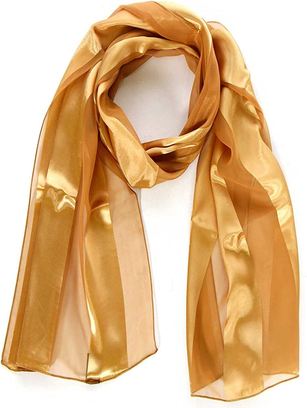 Scarfs for Women Lightweight Soft Silky Scarves 60" Long Satin Chiffon Stripe Neckerchief Gold Red Pink Black More Apparel & Accessories > Clothing Accessories > Scarves & Shawls SERENITA Gold