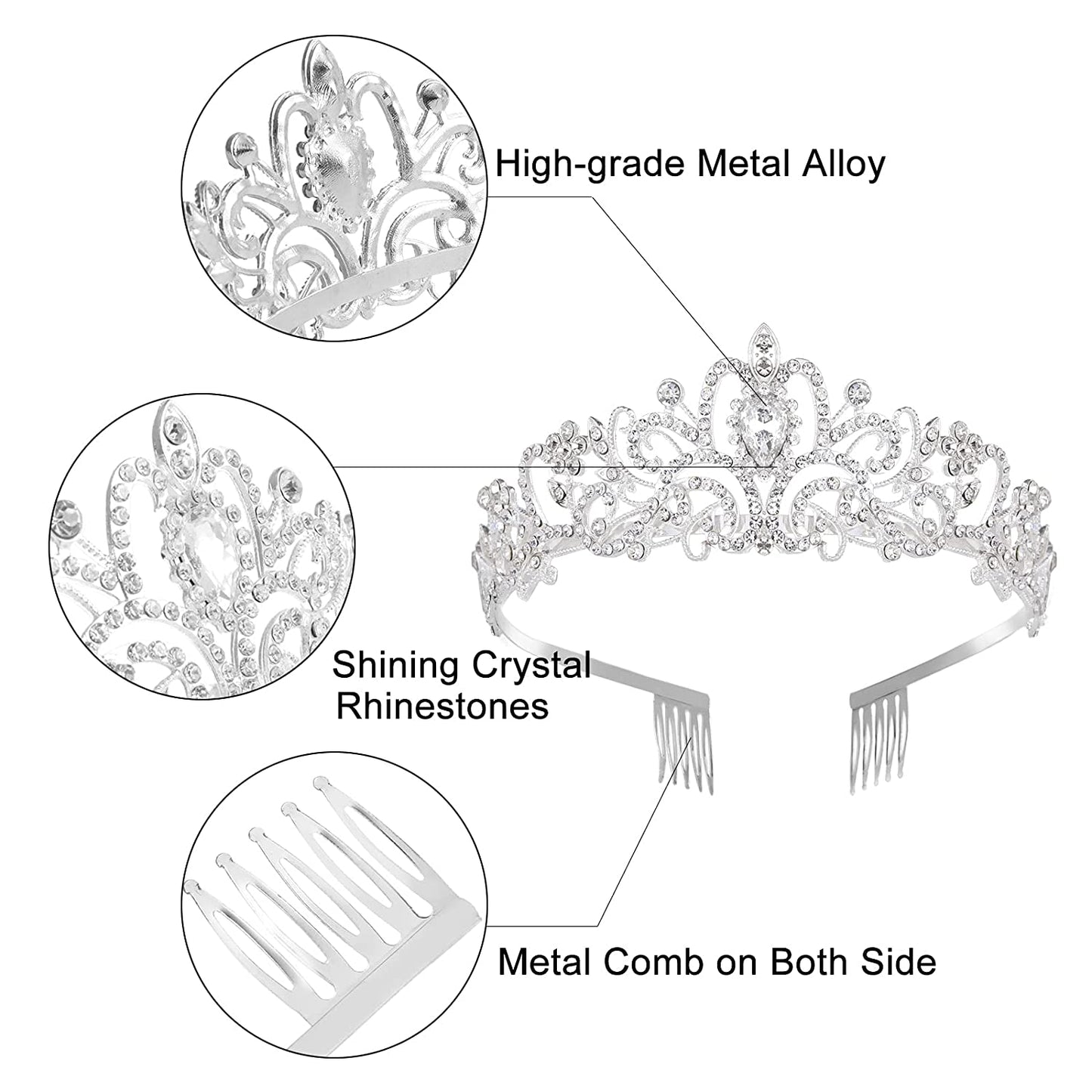 Birthday Girl Sash and Tiara for Women - LETSCARE Birthday Sash & Rhinestone Crown with Comb, Gift Kit for Birthday Decorations & Party Favors(Sliver) Apparel & Accessories > Clothing Accessories > Sashes LetsCare