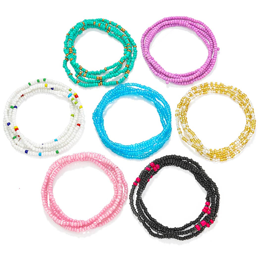 ELABEST Fashion Beads Waist Chain African Belly Bead Body Chain Beach 7Pcs Waist Jewelry Summer Body Accessories for Women (7Pcs-3) Apparel & Accessories > Jewelry > Body Jewelry ELABEST 7pcs-3