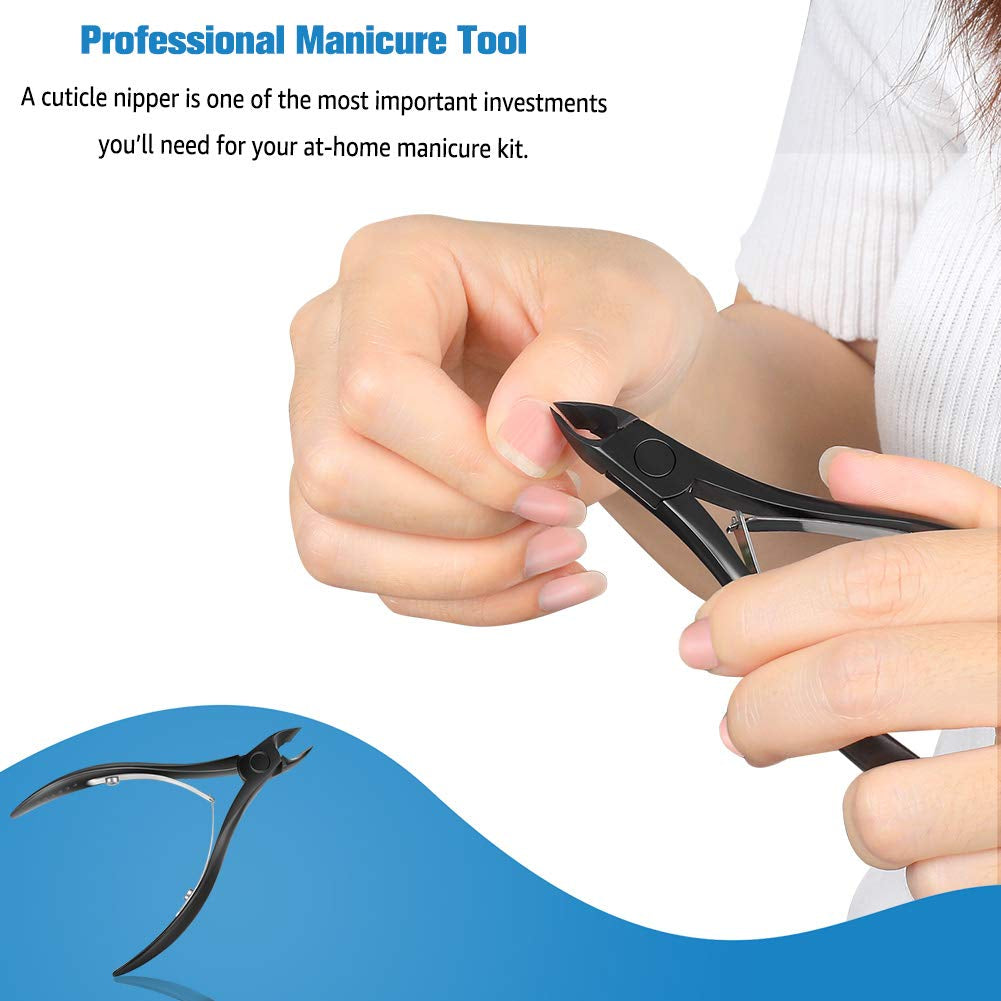 FERYES Cuticle Cutters 1/2 Jaw - Professional Stainless Steel Cuticle Clippers Nail Cuticle Remover Tool, Nail Dead Skin Clipper - BLACK Health & Beauty > Personal Care > Cosmetics > Cosmetic Tools > Nail Tools FERYES