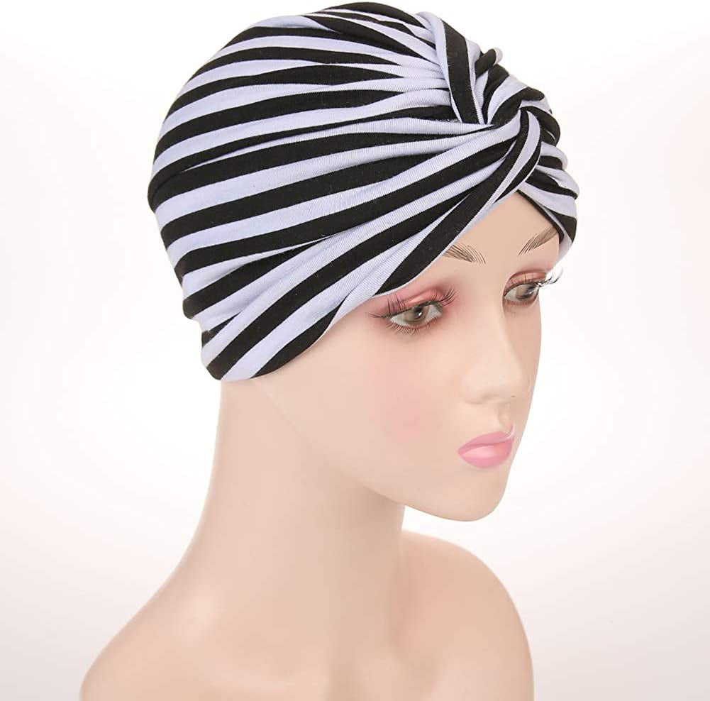 Cotton Striped Beanie Turban Chemo Hat Head Wrap Cap Headwear for Cancer Patients Apparel & Accessories > Clothing Accessories > Headwear beauty YFJH