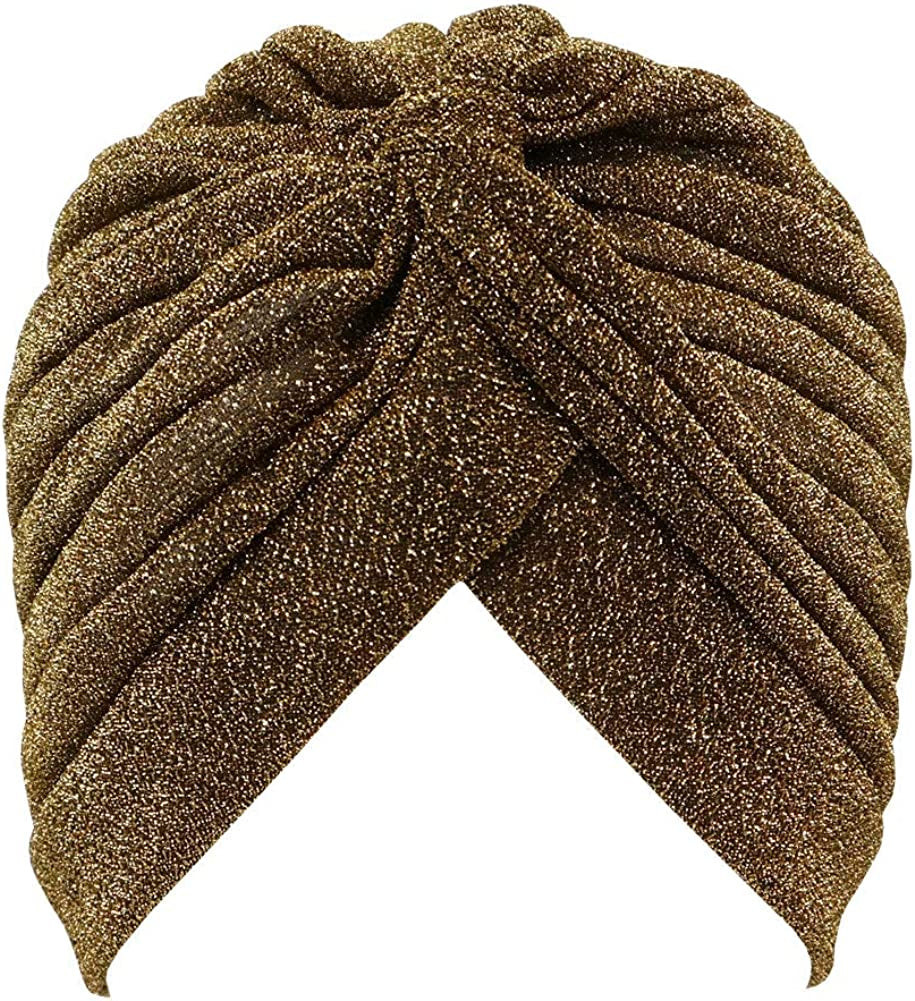 GETACOTA Pleated Glitter Turban for Women Stretchy Hat Beanie Headwrap Twist Elastic Slip on Cap Headwear Accessories Apparel & Accessories > Clothing Accessories > Headwear GETACOTA