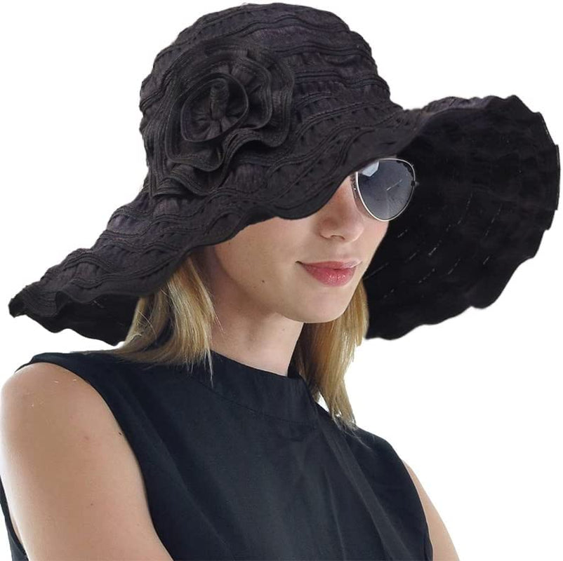 Women Folding Vintage Outdoor Sun Hats for Beach Garden Travelling UV Protection Apparel & Accessories > Clothing Accessories > Hats FORBUSITE Solid Black