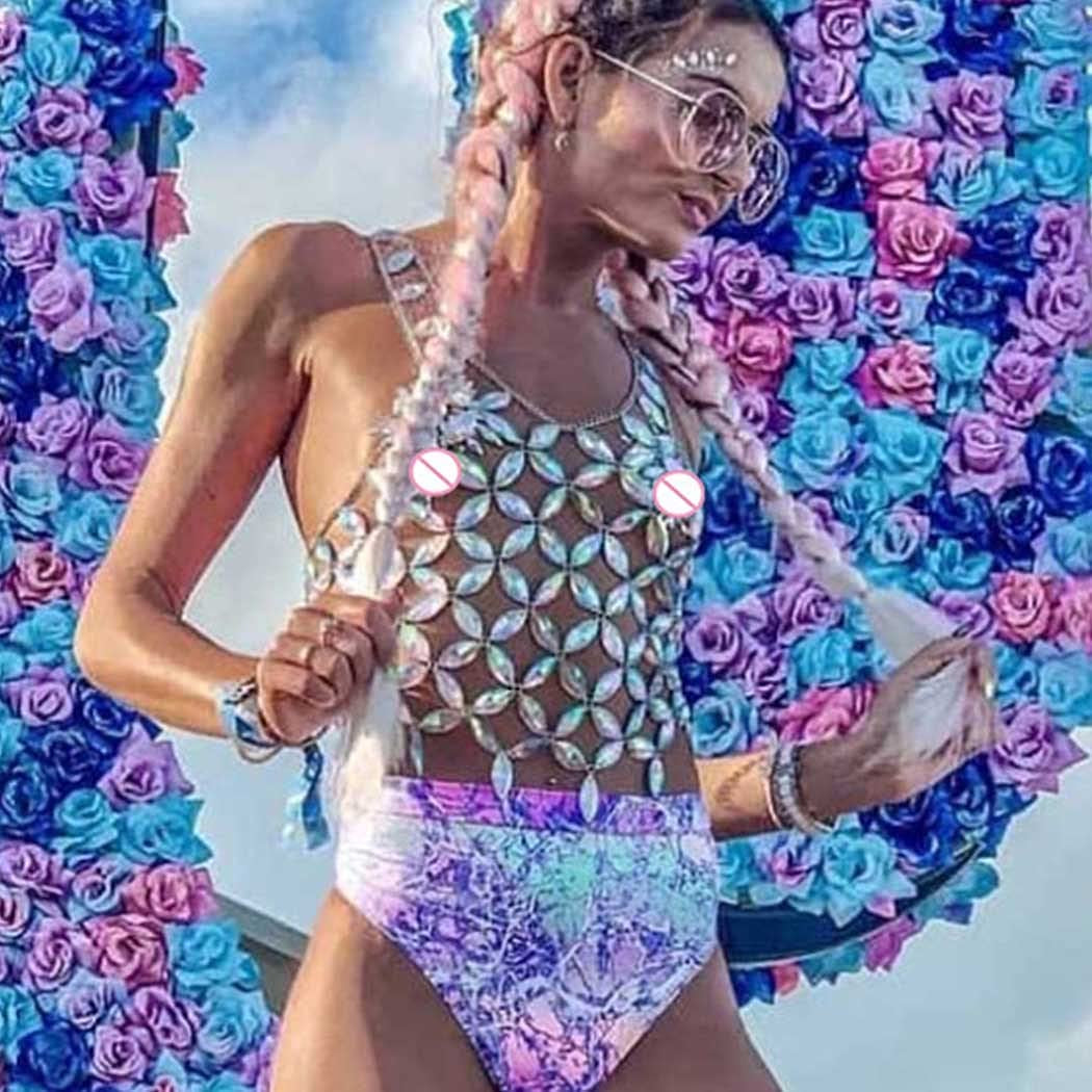 Salliy Boho Body Chain Bra Silver Sexy Rhinestone Bikini Bra Body Halter Backless Sequins Chain Bra Beach Body Accessories Jewelry for Women and Girls (M) Apparel & Accessories > Jewelry > Body Jewelry Salliy