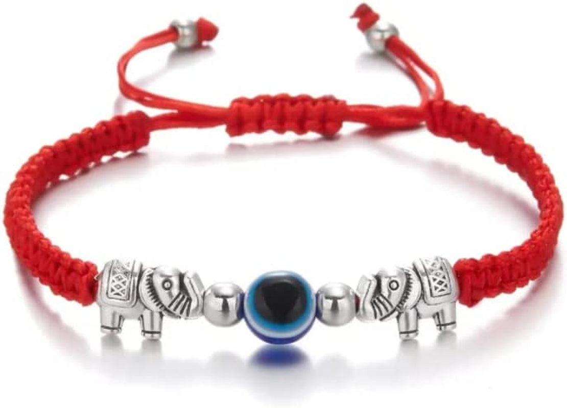 Evil Eye Pendant Bracelet Anklet,Red Blue Black Line Hand Turtle Elephant Pendant Adjustable Braided Bracelet Anklet for Women Men(Flower,Black) Apparel & Accessories > Jewelry > Bracelets Generic one4