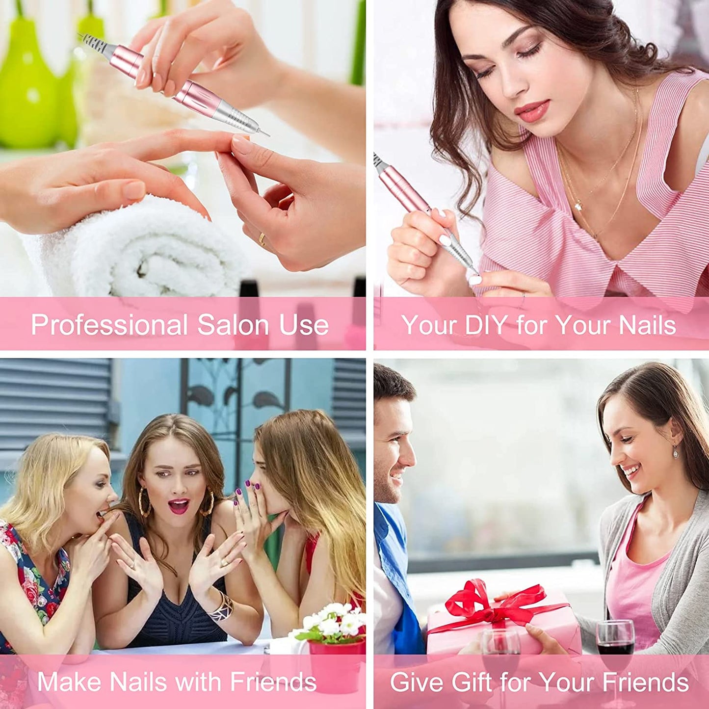 Rechargeable 35000 RPM Nail Drill, Portable Electric Nail Drill Professional Efile Nail Drill Kit for Acrylic, Gel Nails, Manicure Pedicure Polishing Shape Tools with 11Pcs Nail Drill Bits (Pink) Health & Beauty > Personal Care > Cosmetics > Cosmetic Tools > Nail Tools BVCR