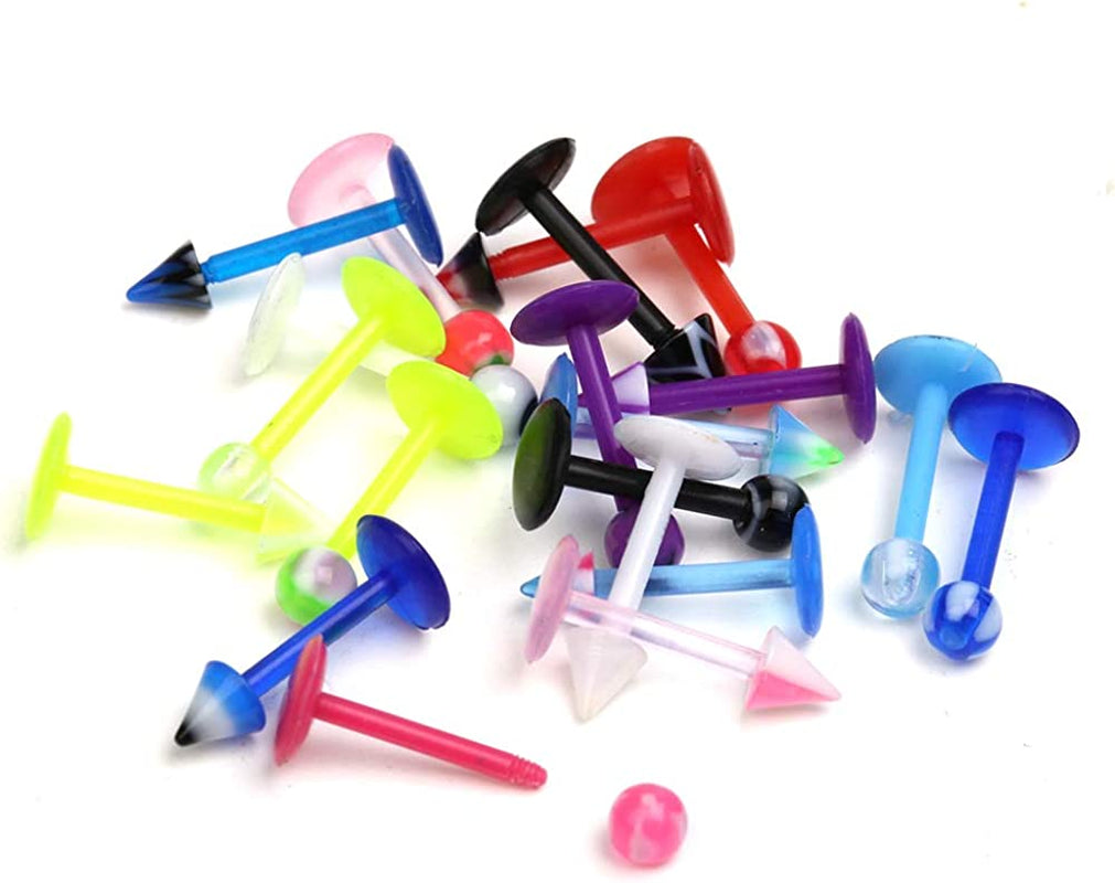 Crazypiercing Wholesale 80 Flexible Lip Tongue Eyebrow Bar Rings Barbell Piercing Body Jewelry Multicolor Apparel & Accessories > Jewelry > Body Jewelry CrazyPiercing