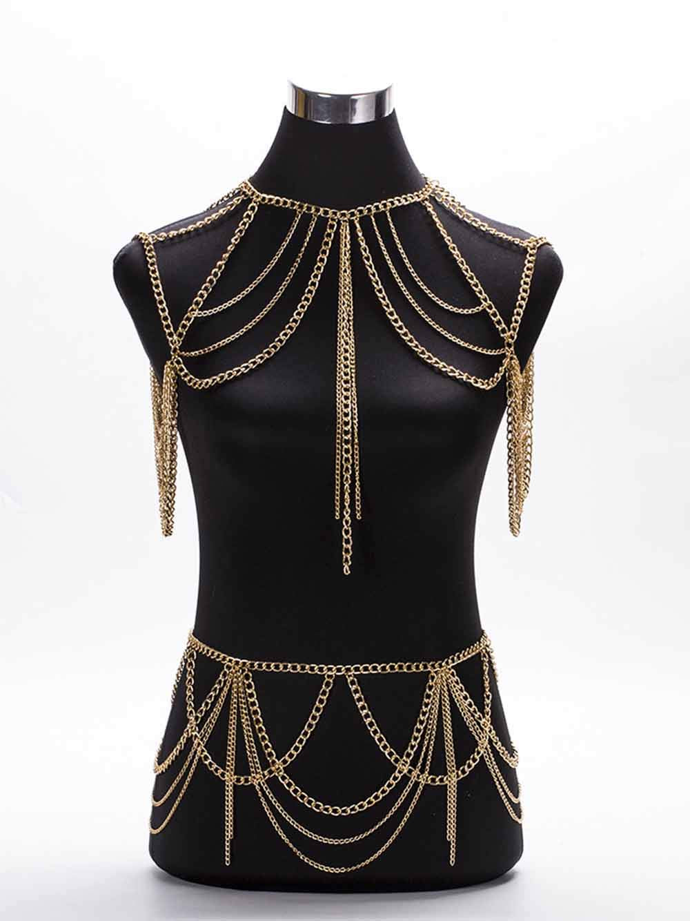 Victray Layered Body Chain Set Beach Waist Chains Fashion Body Accessories Jewelry for Women and Girls (Gold) Apparel & Accessories > Jewelry > Body Jewelry Victray