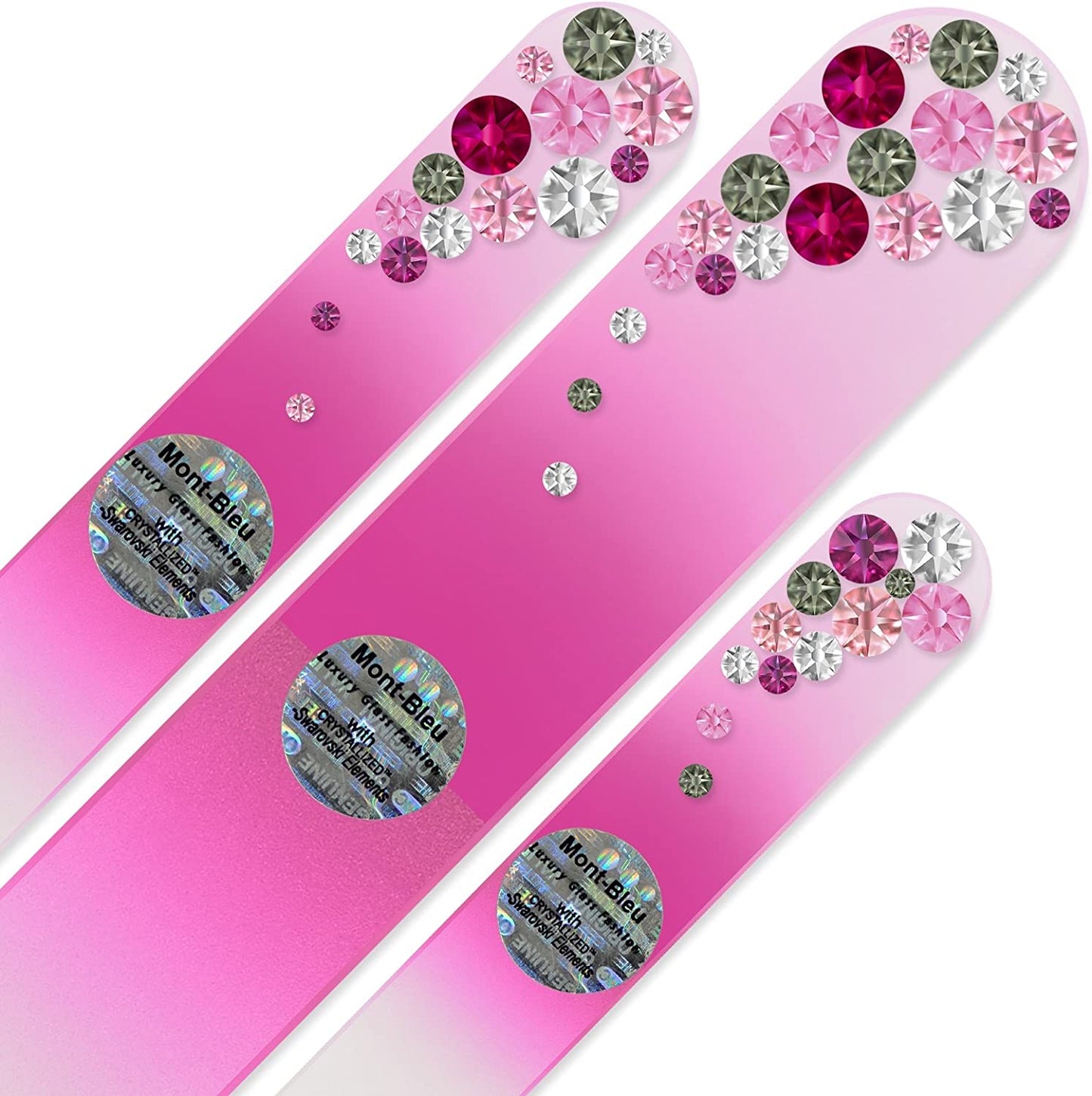 Mont Bleu Set of 3 Glass Nail Files Hand Decorated with Crystals - Handmade Gifts - Czech Tempered Glass - Excellent Nail Filing Tools - the Best Gifts - Crystal Nail File Health & Beauty > Personal Care > Cosmetics > Cosmetic Tools > Nail Tools Mont Bleu