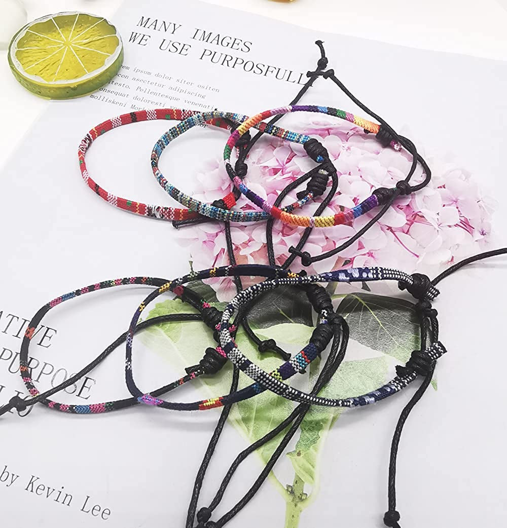 FINZOR 20PCS Ankle Bracelet Adjustable Boho Surfer Anklet Bracelet Thin Rope Unisex Handmade Beach Anklet Boho Colorful Ankle Bracelet Bohemia Anklet Chain Jewelry Festival Accessories Apparel & Accessories > Jewelry > Anklets FINZOR