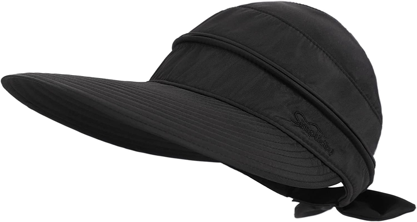 Simplicity Hats for Women UPF 50+ UV Sun Protective Convertible Beach Visor Hat Apparel & Accessories > Clothing Accessories > Hats Simplicity Black One Size