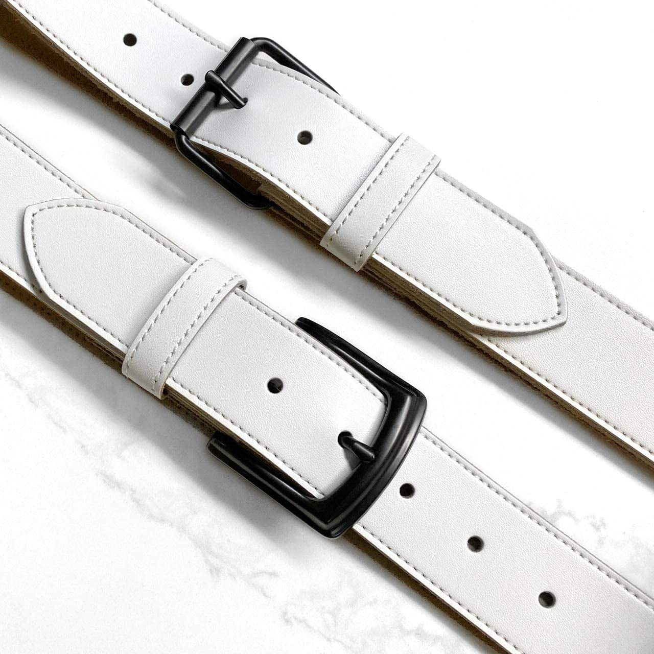 White Belt Cowhide Leather Replacement Casual Belt Strap 1-1/2"(38Mm) Wide, Multi-Style Options Apparel & Accessories > Clothing Accessories > Belts Belts.com
