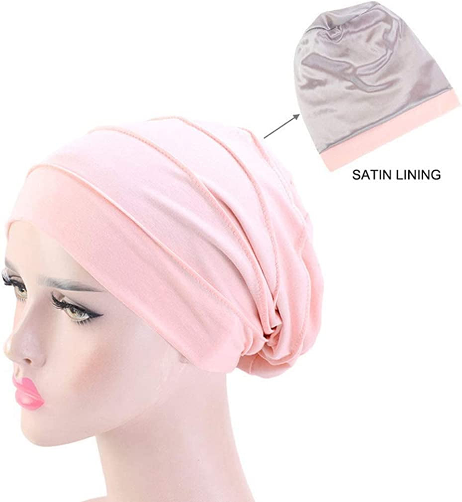 Ever Fairy 3 Colors Chemo Cancer Head Scarf Hat Cap Ethnic Cloth Print Turban Headwear Women Women'S Ruffle Beanie Scarf (Black+Gray+Pink) Apparel & Accessories > Clothing Accessories > Headwear Ever Fairy