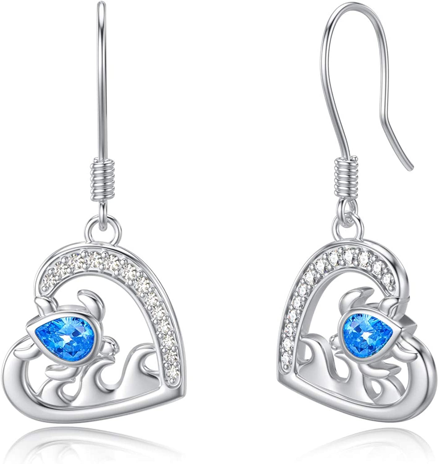 POPKIMI Christmas Gifts Dangle Earrings Frog/Wolf/Dragonfly/Dog Cat Pet Paw Print/Hummingbird /Sea Turtle/Sloth Dangle Drop Hook Earrings Opal Crystal Sterling Silver Cute Animal Dangle Earrings Animal Jewelry Birthday Christmas Gift Apparel & Accessories > Jewelry > Earrings POPKIMI Sea Turtle