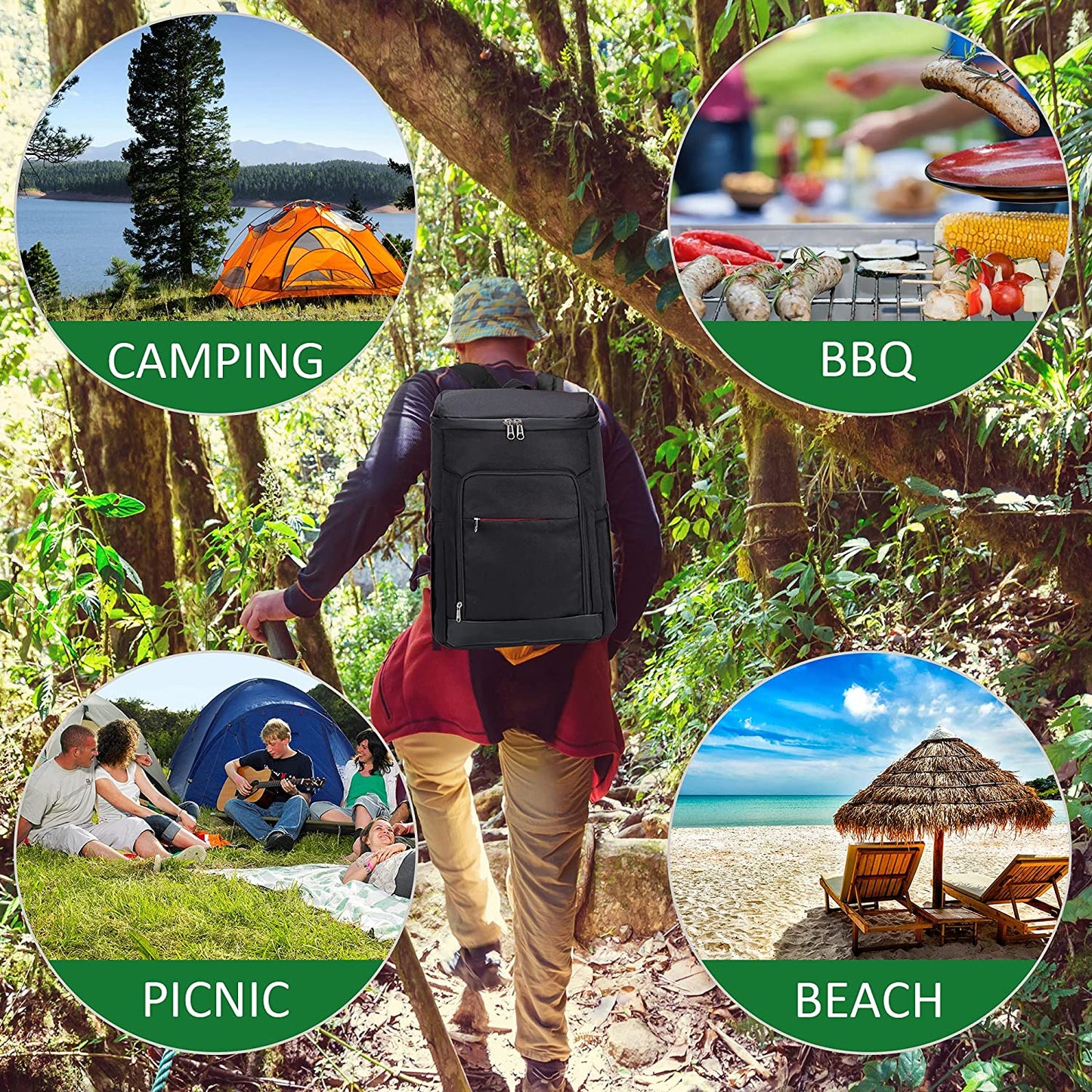 SARHLIO Insulated Cooler Backpack 27 Cans Leakproof Cooler Bag for Men Women Lightweight Soft Backpack Cooler with Bottle Opener for Picnic Work Lunch Hiking Camping Beach Park Day Trips(Bpk05C) Apparel & Accessories > Jewelry > Bracelets SARHLIO