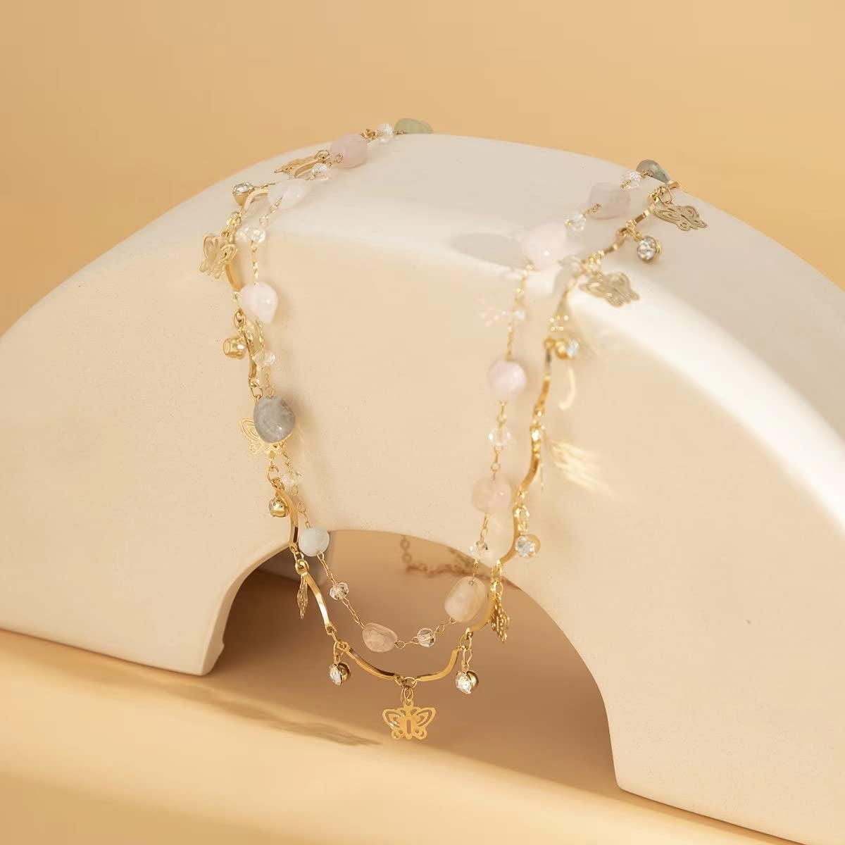 Butterfly Waist Chain with Crystals Gold Sexy Belly Chains Rhinestone Adjustable Beach Bikini Body Chain for Women Girls Stomach Jewelry Chain Summer Beach Bikini Belly Chains Rave Jewelry Gift Apparel & Accessories > Jewelry > Body Jewelry INLOLLY