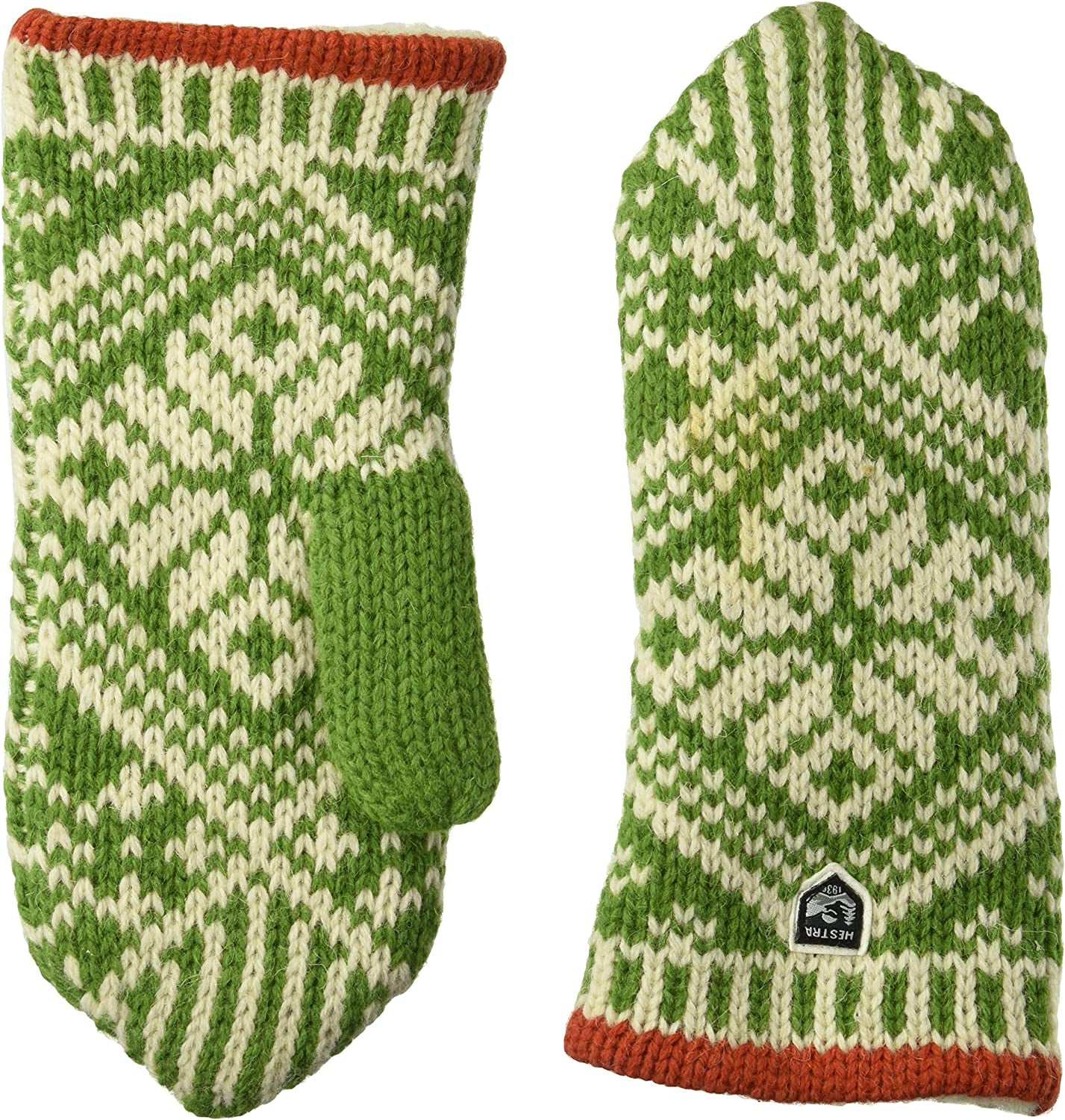 Hestra Unisex Nordic Wool Mitt Insulated Mittens for Cold Weather & Everyday Wear Apparel & Accessories > Clothing Accessories > Gloves & Mittens Hestra Gloves Green/Off White 6